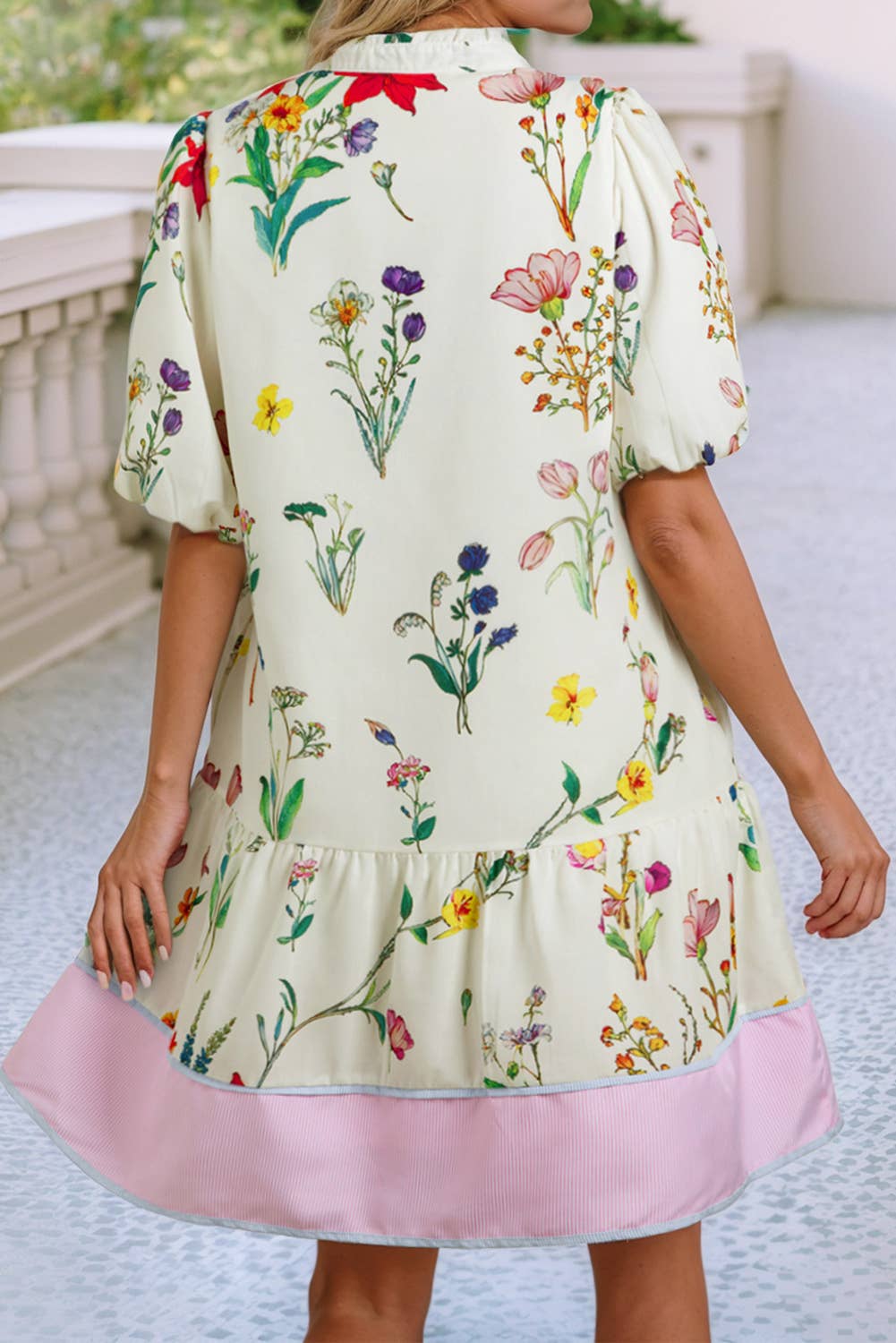 Floral Frill Neck Mini Dress