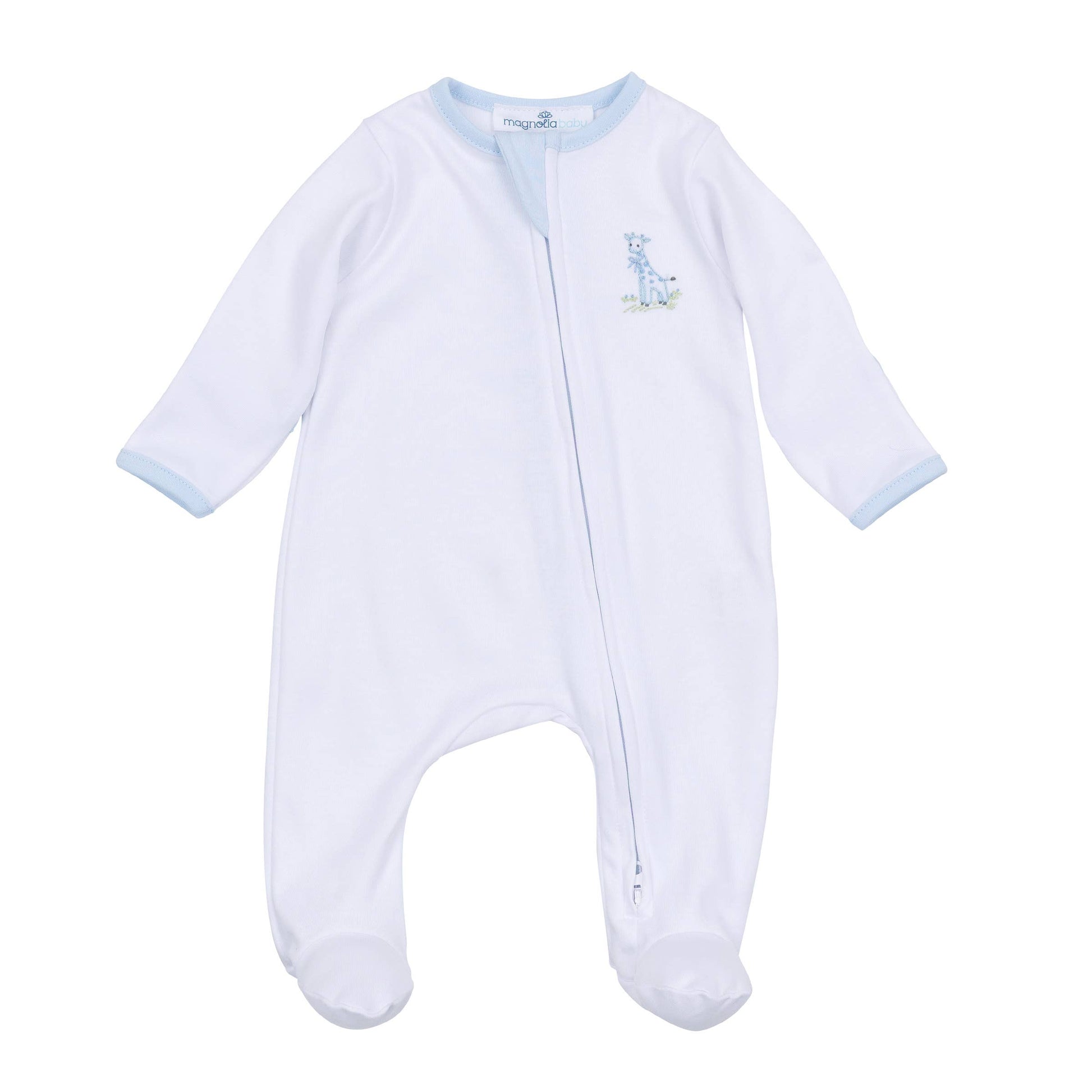 Vintage Giraffe Zip Footie - Light Blue