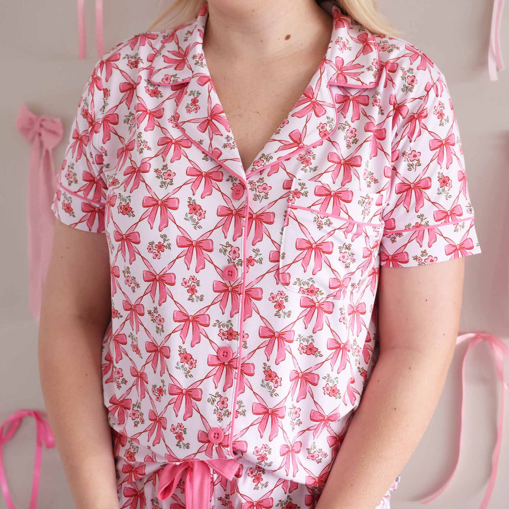 Bow Besties Women's Two Piece Short Lounge Set