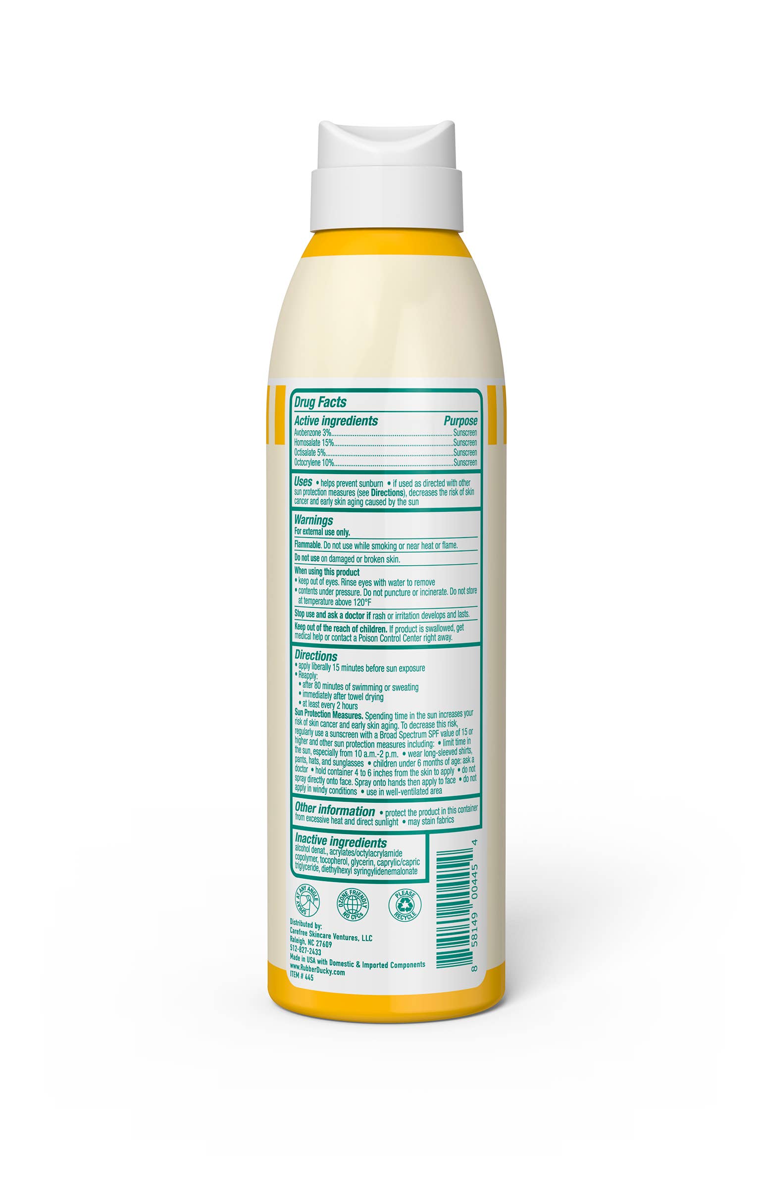 Spray Sunscreen SPF 50, Rubber Ducky Brand, 6 oz, Clear