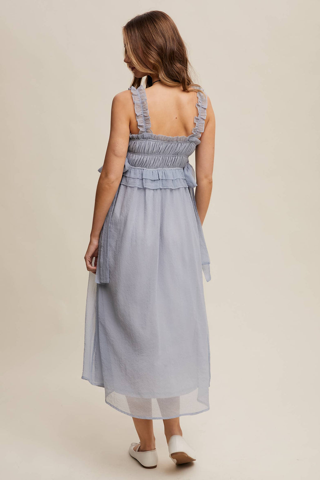 Ethereal Ruffle Bump Midi Dress