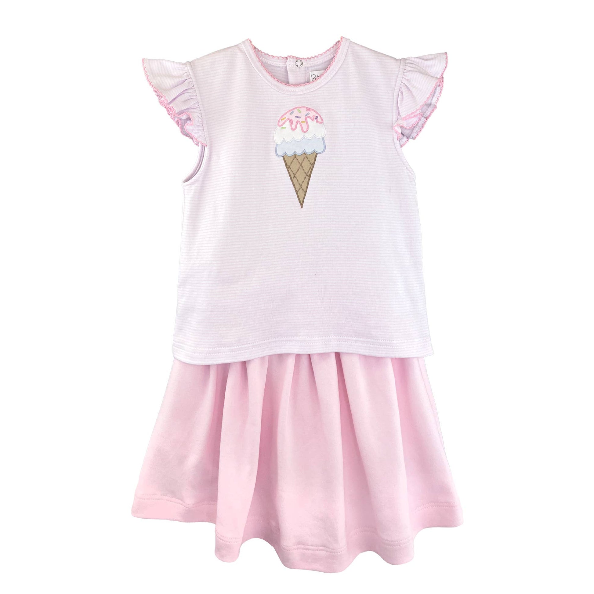 Ice Cream Applique Shirt & Skort Set