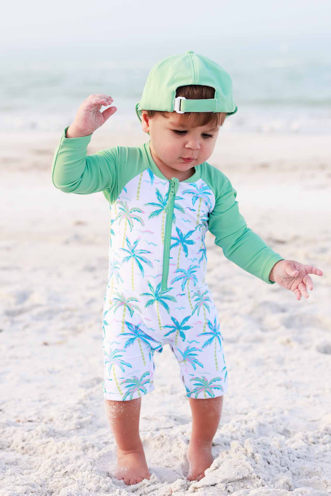 Long Sleeve Rash Guard Swim Romper Shortie | Blue Lagoon