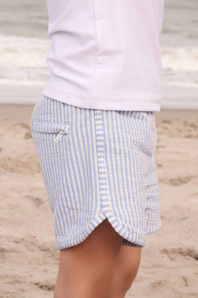 Boy's Swim Trunks | Seersucker Blue