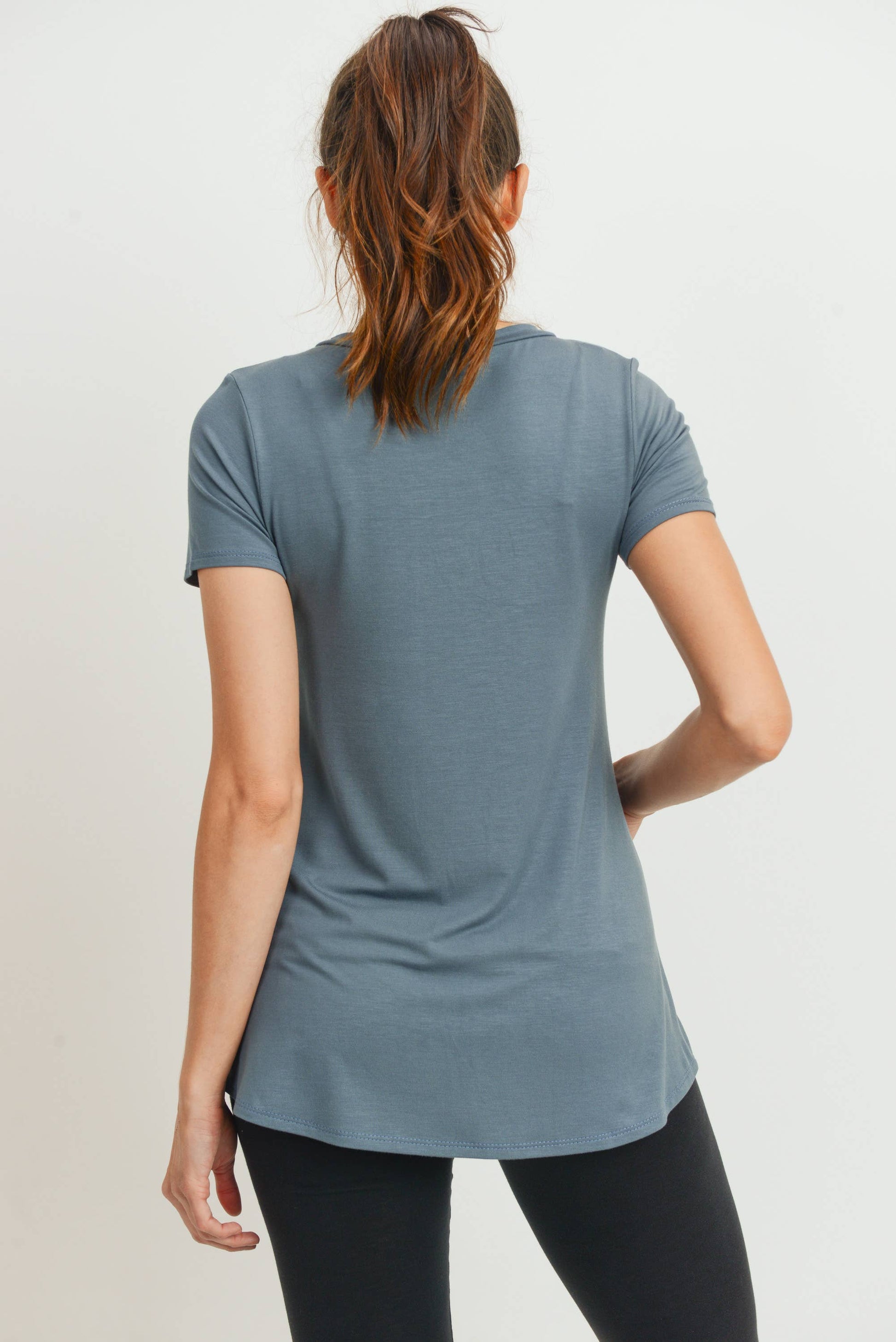 Solid Short Sleeve Maternity Nursing Top