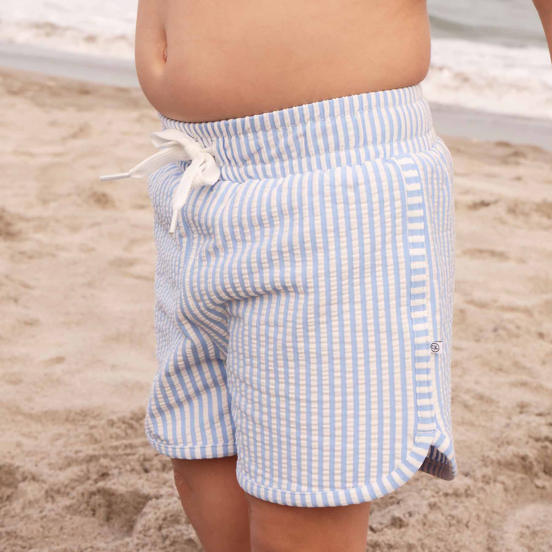 Boy's Swim Trunks | Seersucker Blue