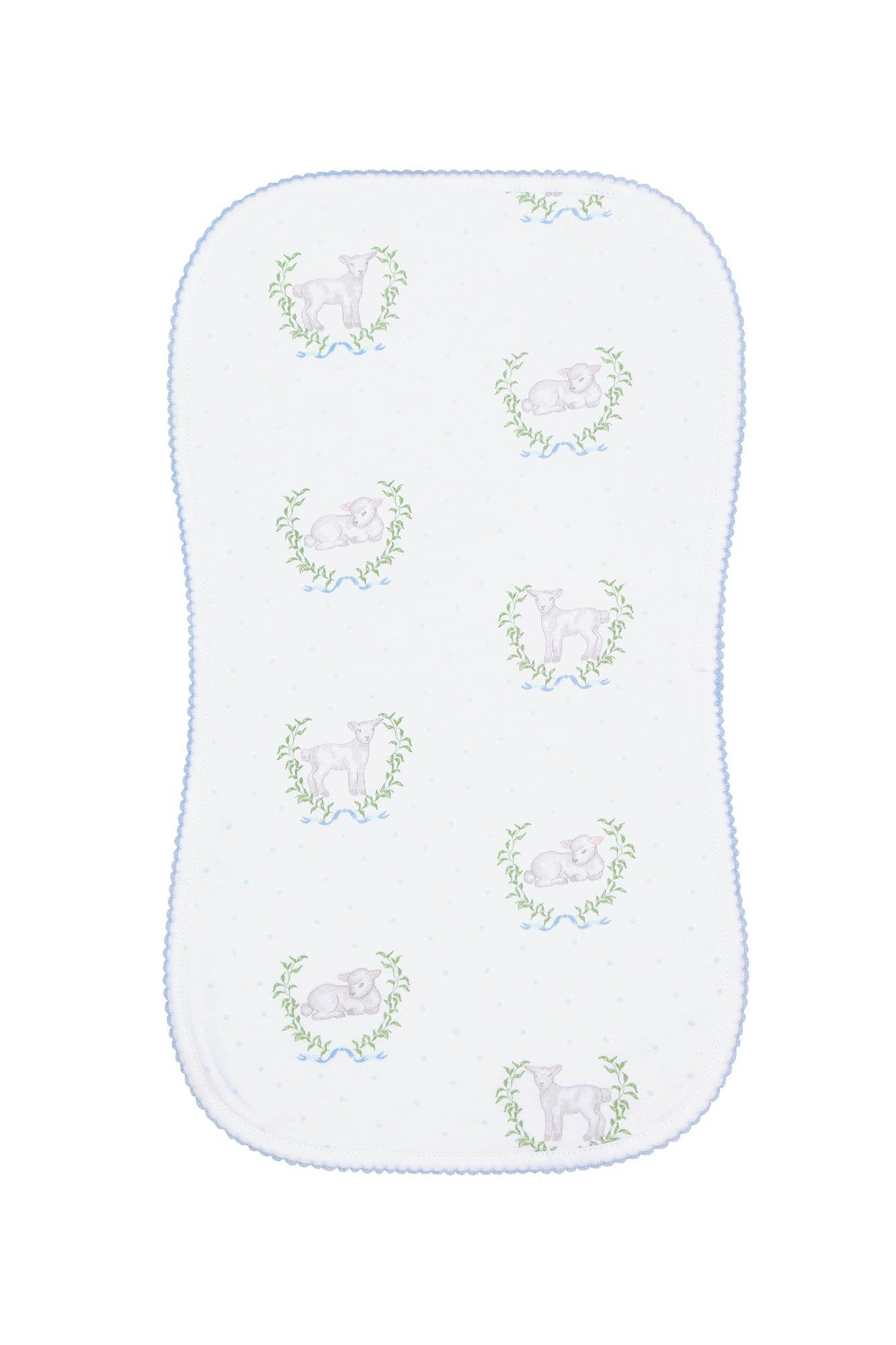 Lamb Print Burp Cloth -blue