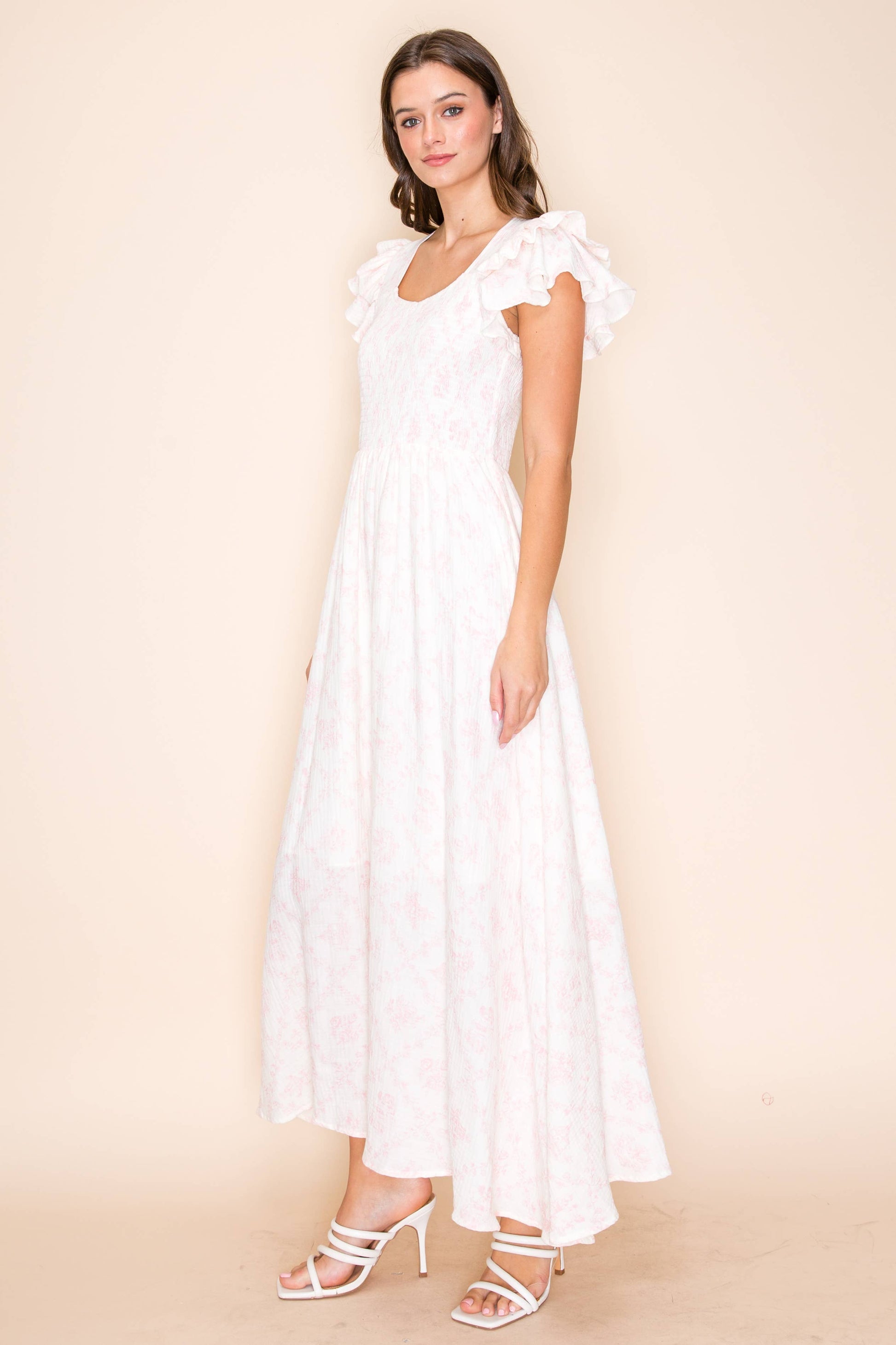 Daphne Ruffle Maxi Dress - PINK