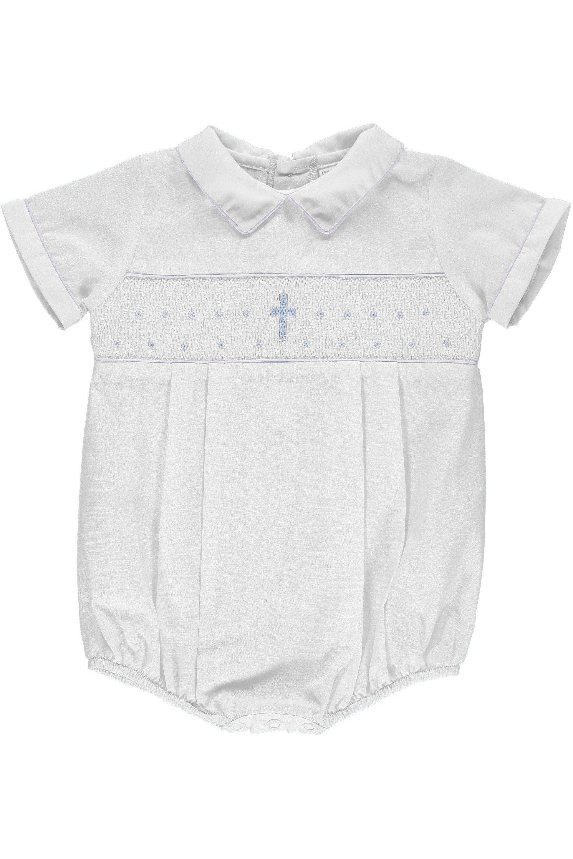Cross smocked Bubble + Bonnet