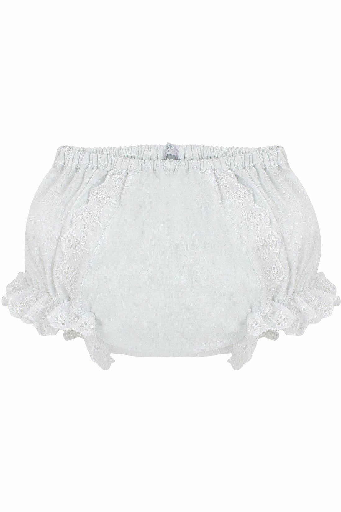 Ruffled White Flowers Diaper Cover