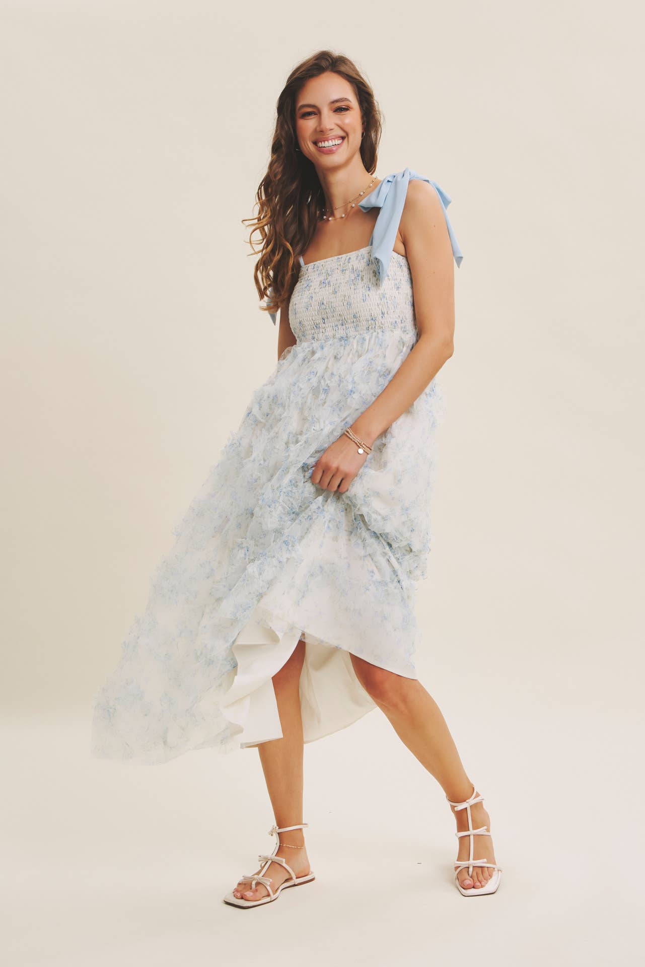 Sky Petals Tie Dress