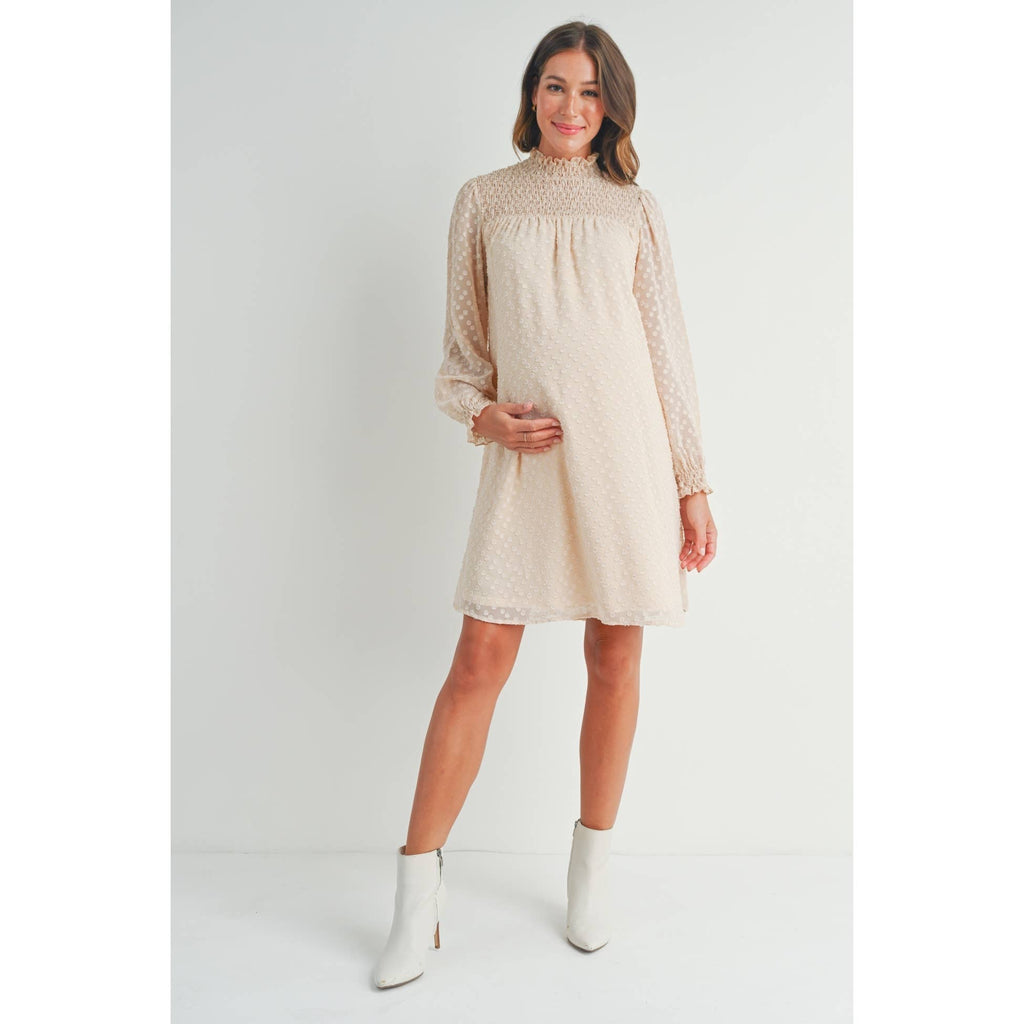 Long Sleeve Mock Neck Maternity Dress
