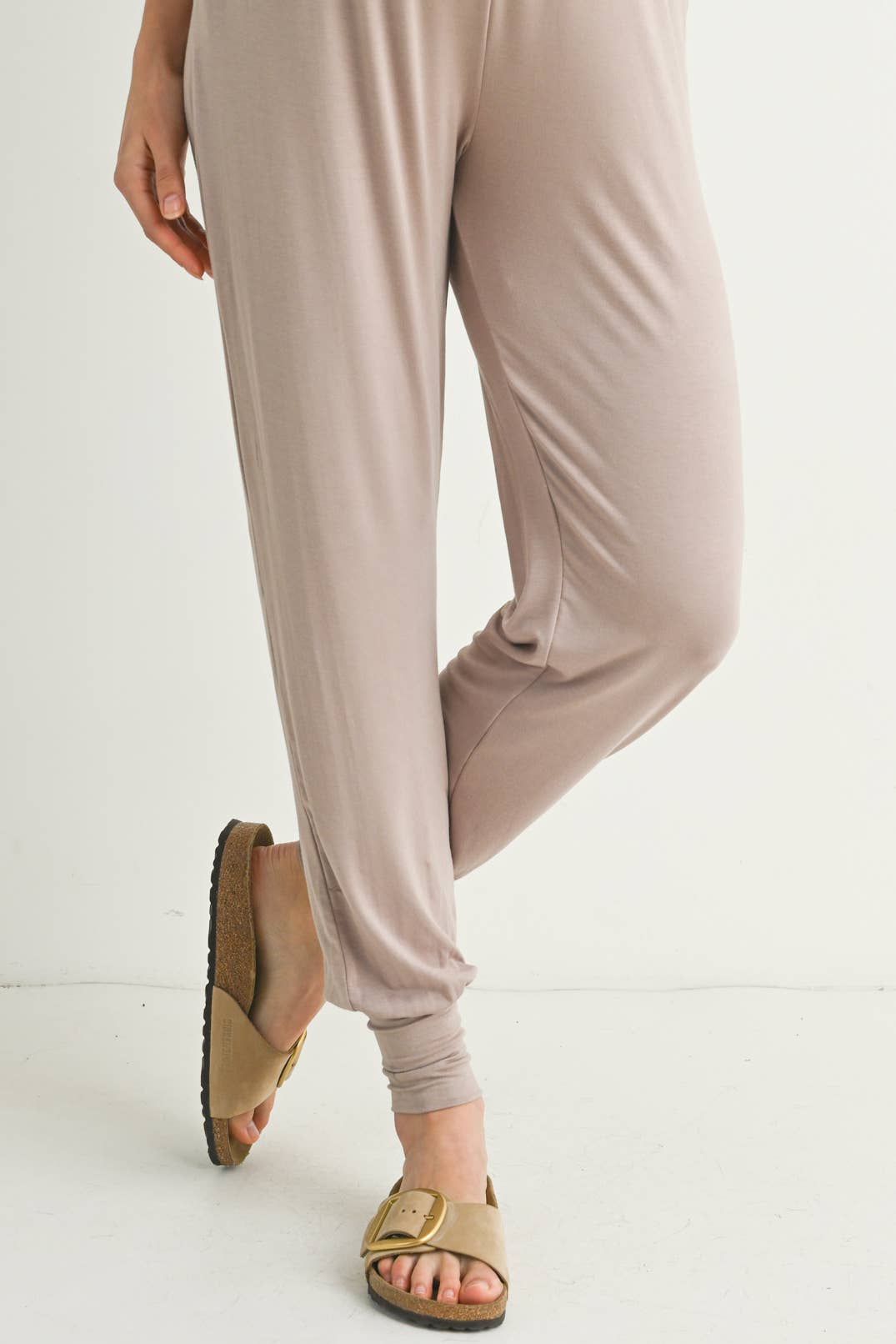 Butter Sleeveless Maternity Jumpsuit - Mocha
