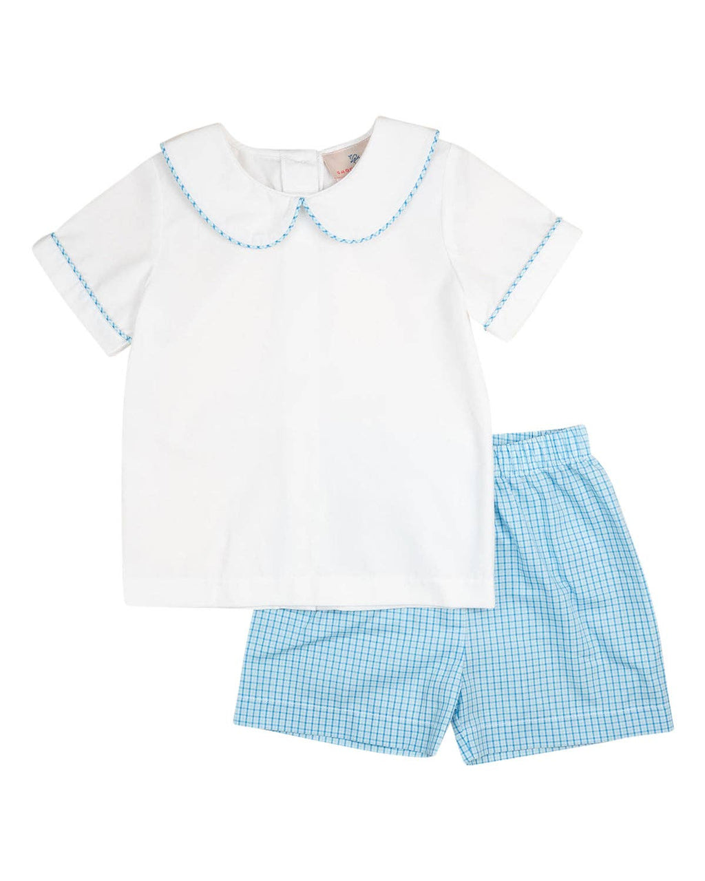 Blue Plaid Shorts Set