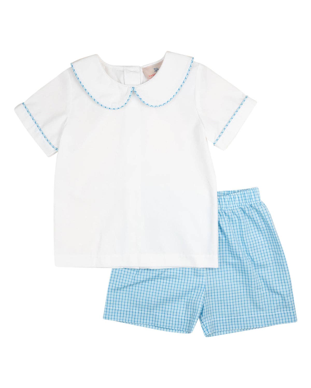Blue Plaid Shorts Set