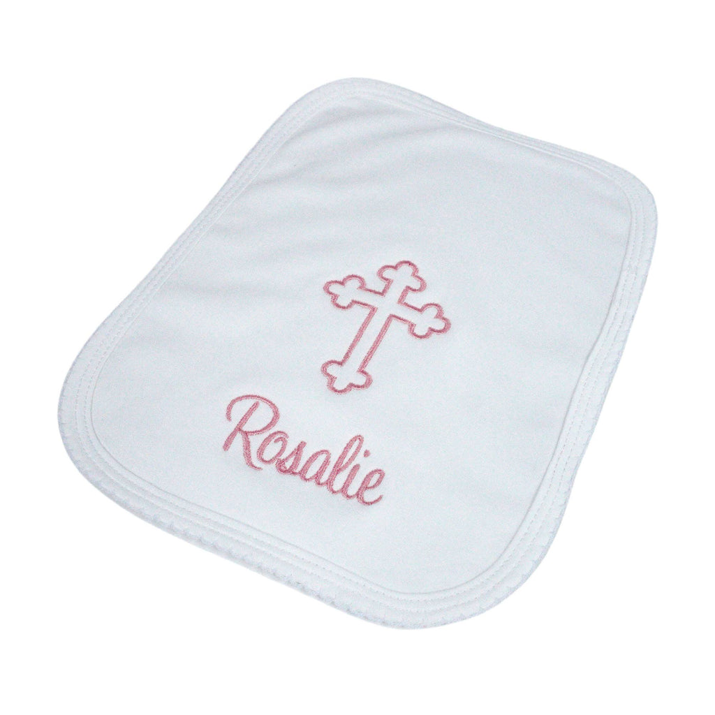 White Pima Burp Cloth with Cross