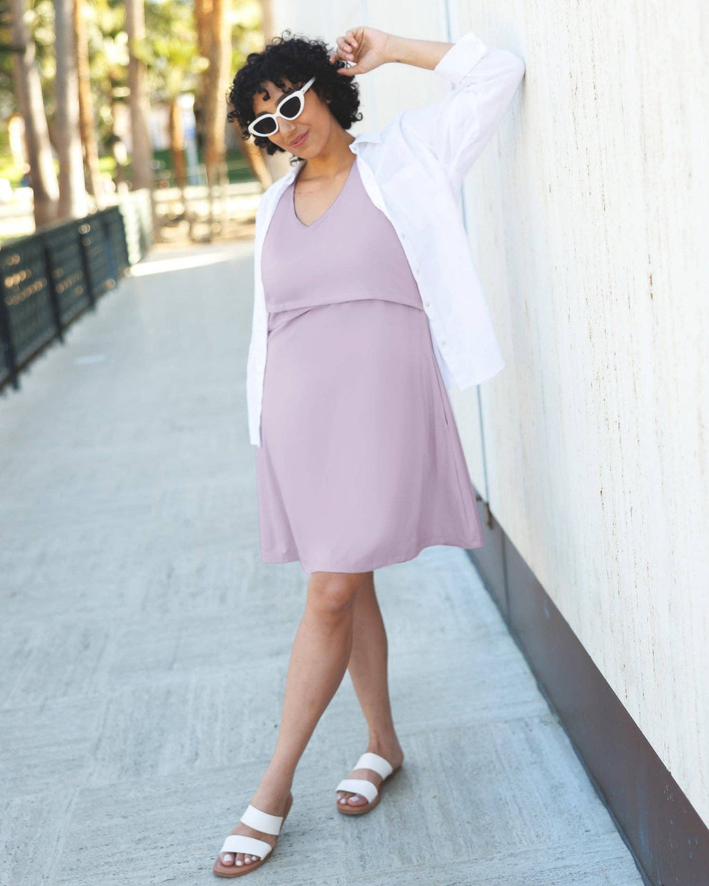 Penelope Crossover Nursing Dress | Lavender Mist