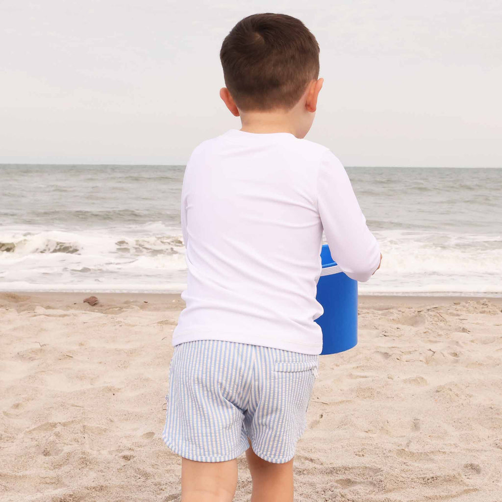 Boy's Swim Trunks | Seersucker Blue