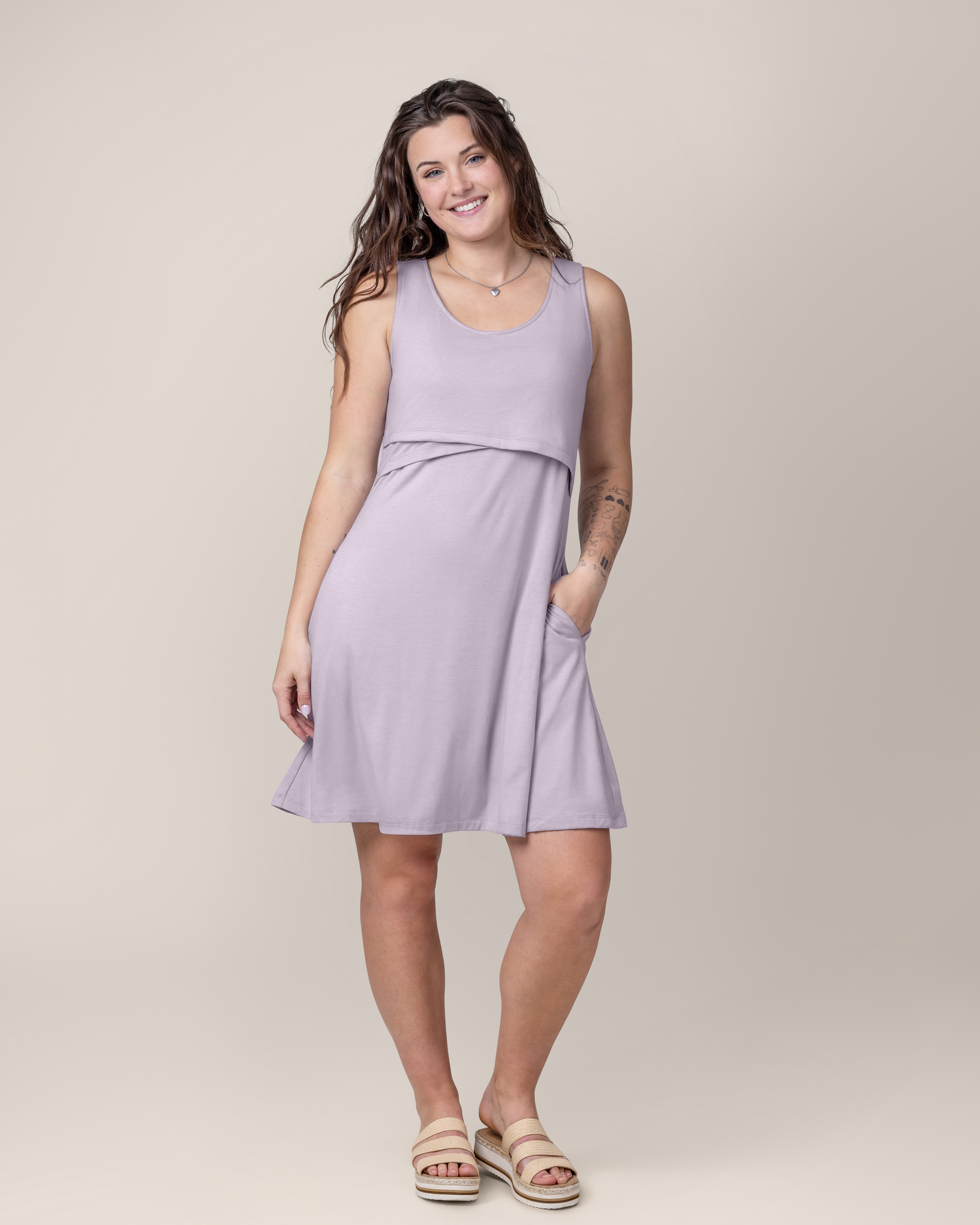 Penelope Crossover Nursing Dress | Lavender Mist
