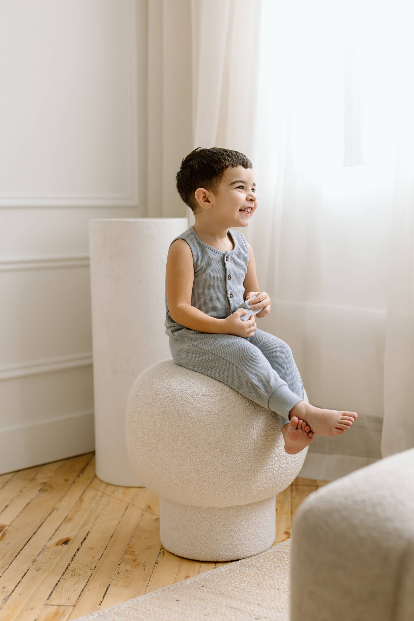 Organic Baby Wade Henley Tank Waffle Romper - Mist