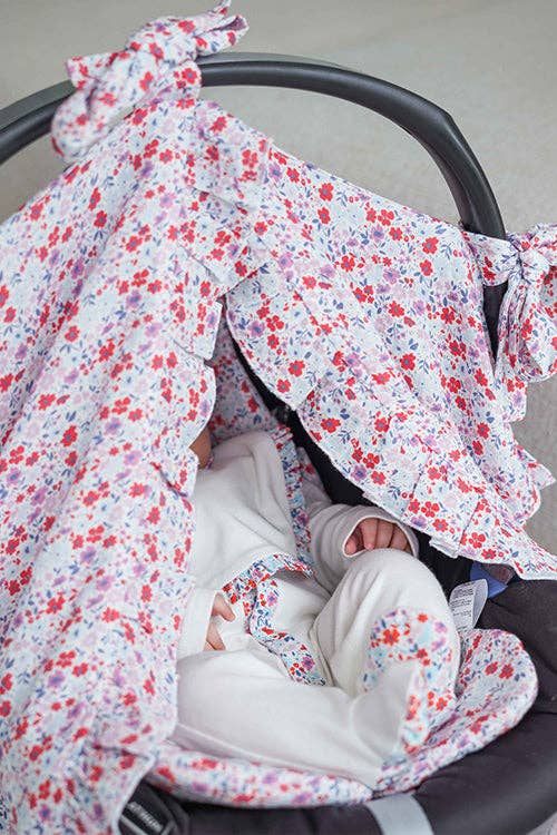 Stroller Cover SET- Tiny Flowers / Red