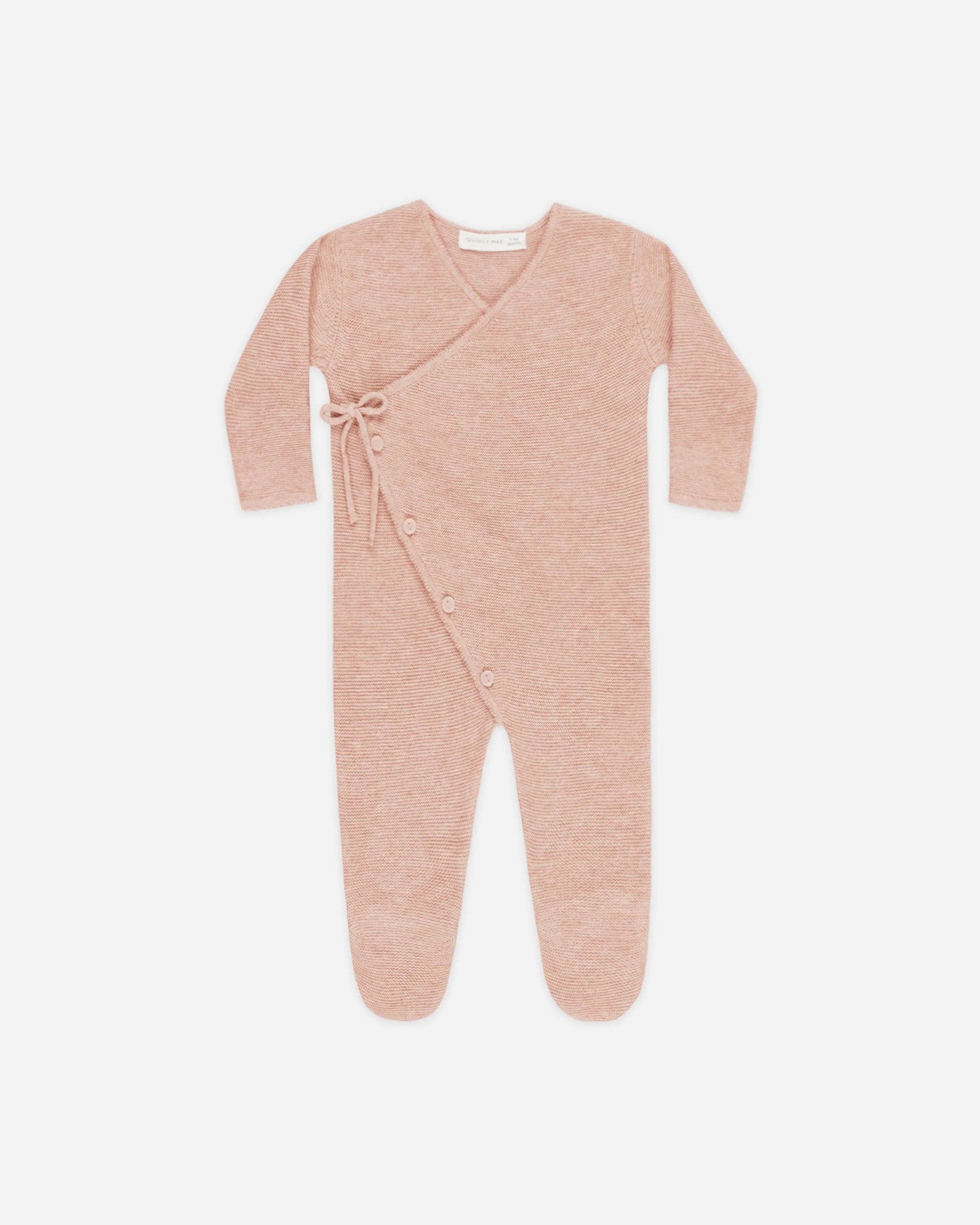 Wrap Knit Footie Heathered Rose