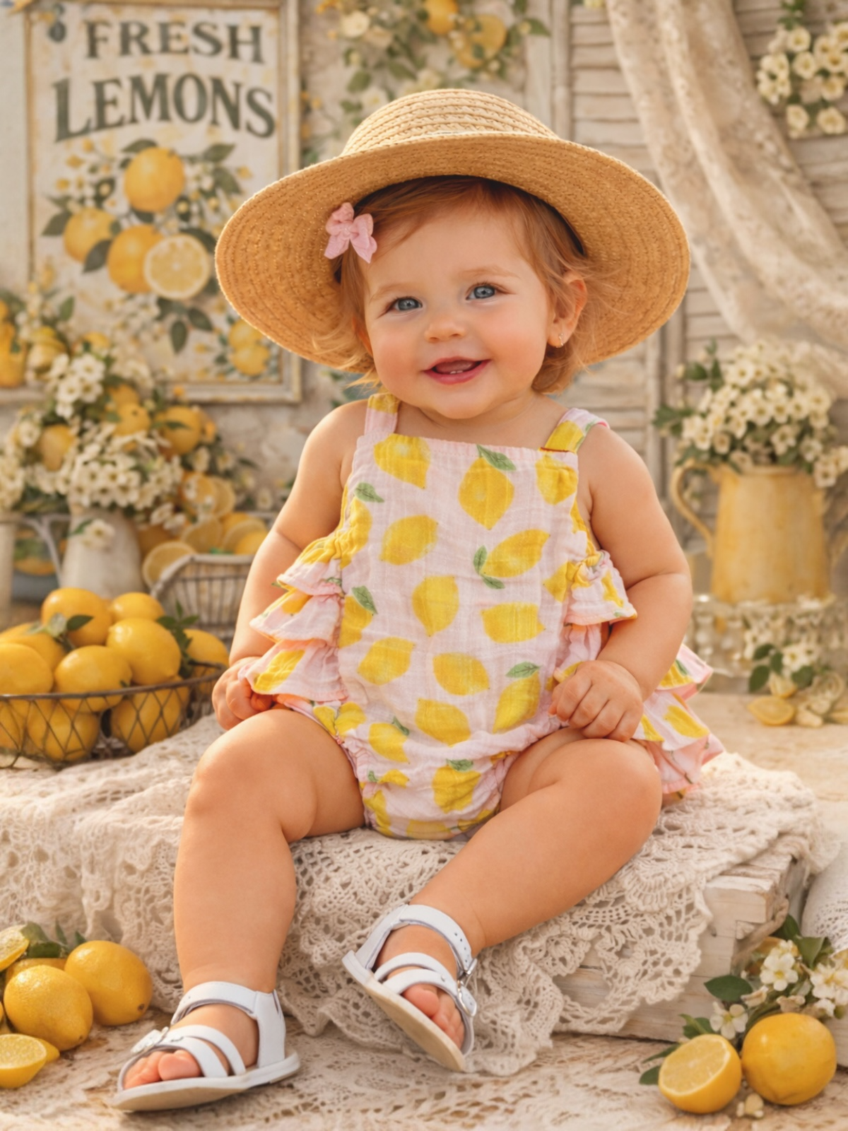 Lemon Sorbet Muslin Ruffle Sunsuit