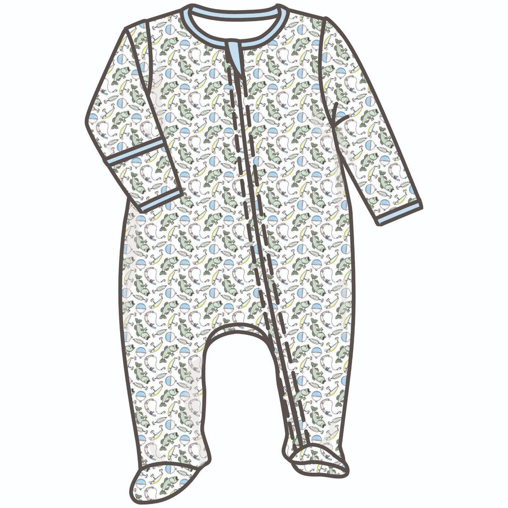 Hook, Line and Sinker Print Zip Footie