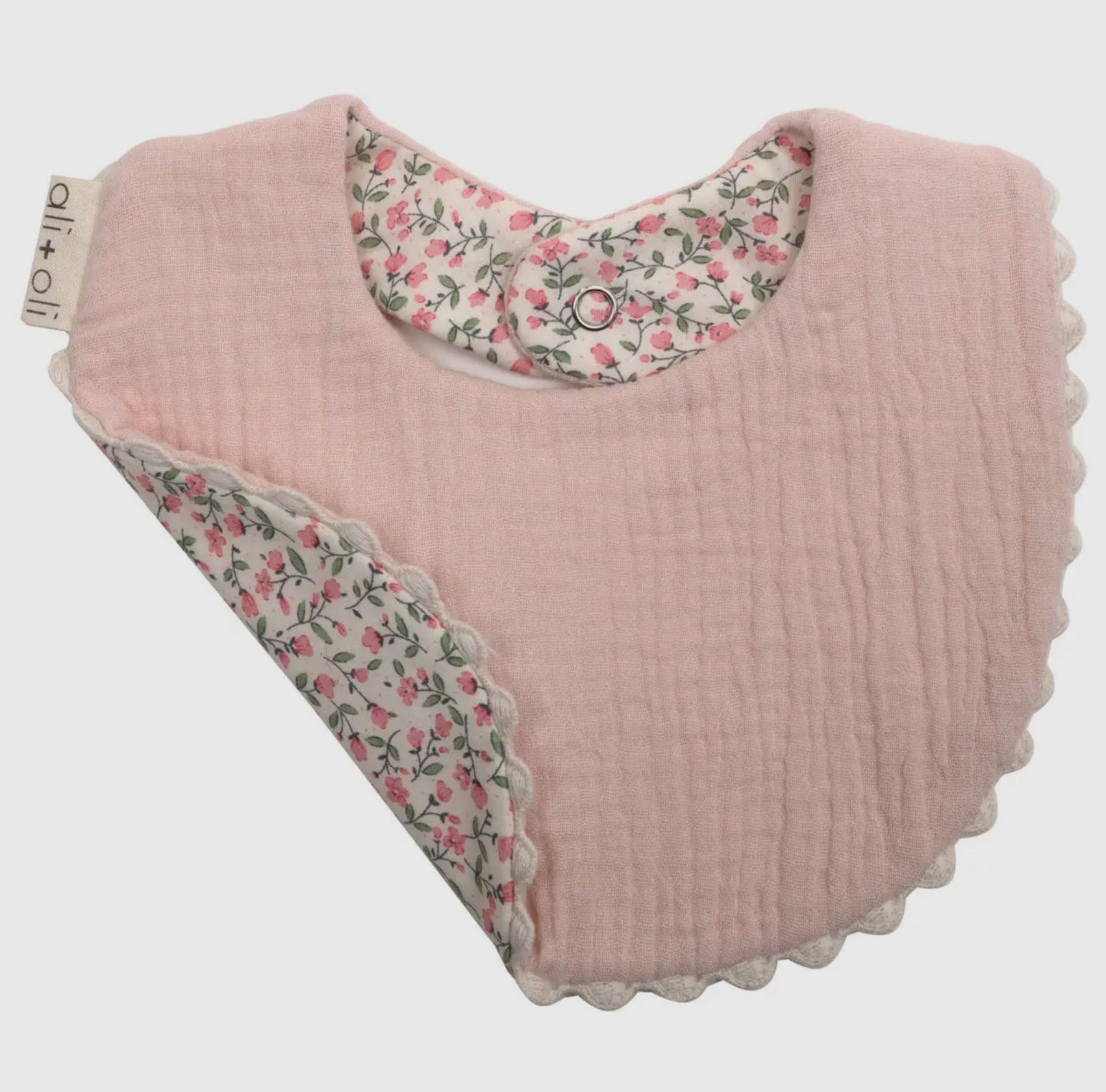 Muslin Baby Bib (Pink/flowers)