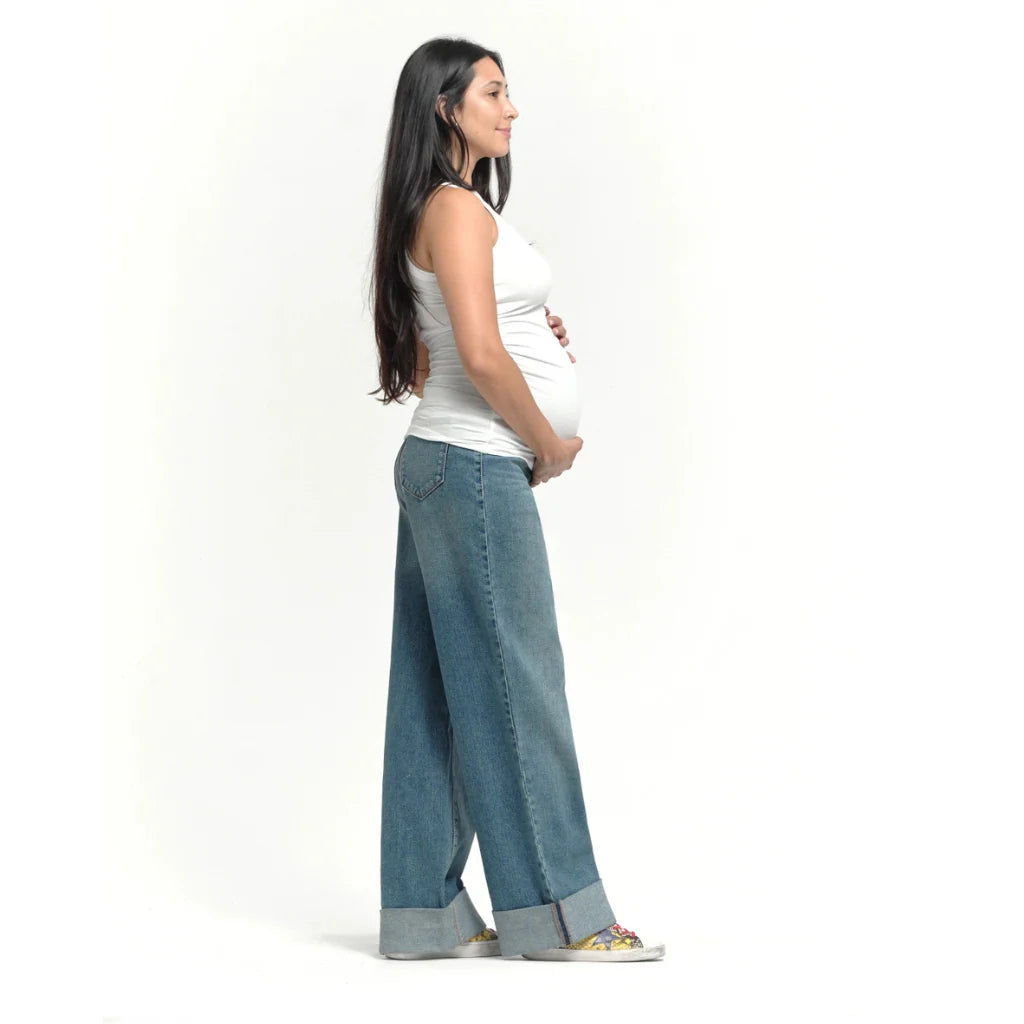 Cuffed Wide Leg Maternity Jean