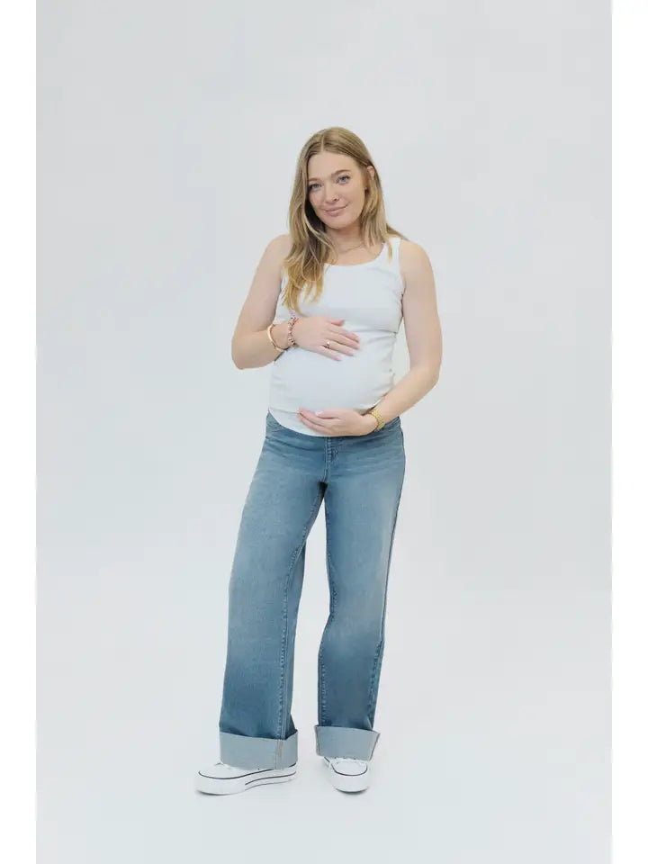 Cuffed Wide Leg Maternity Jean