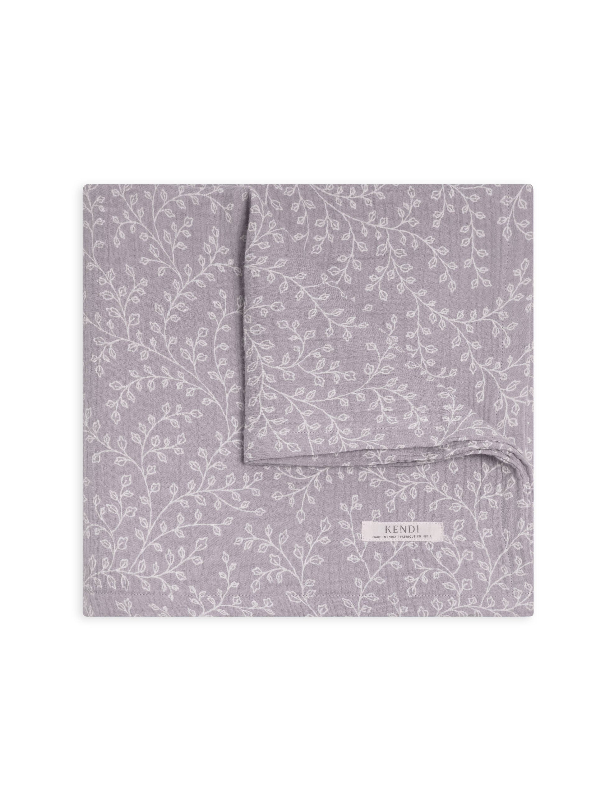 Organic Baby Muslin Swaddle Blanket - Lucia Floral / Lilla