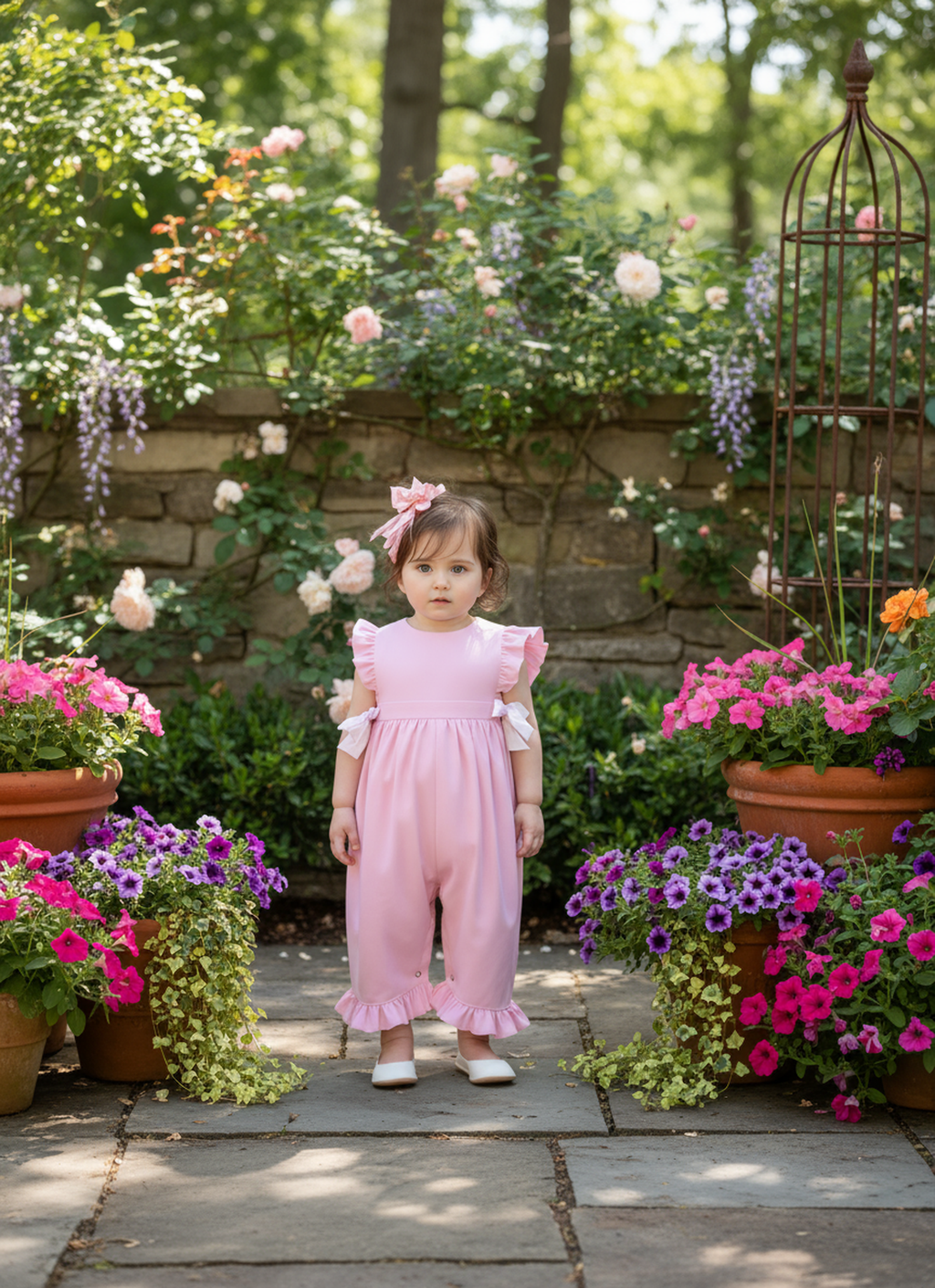 Corduroy Tie Bubblegum Romper