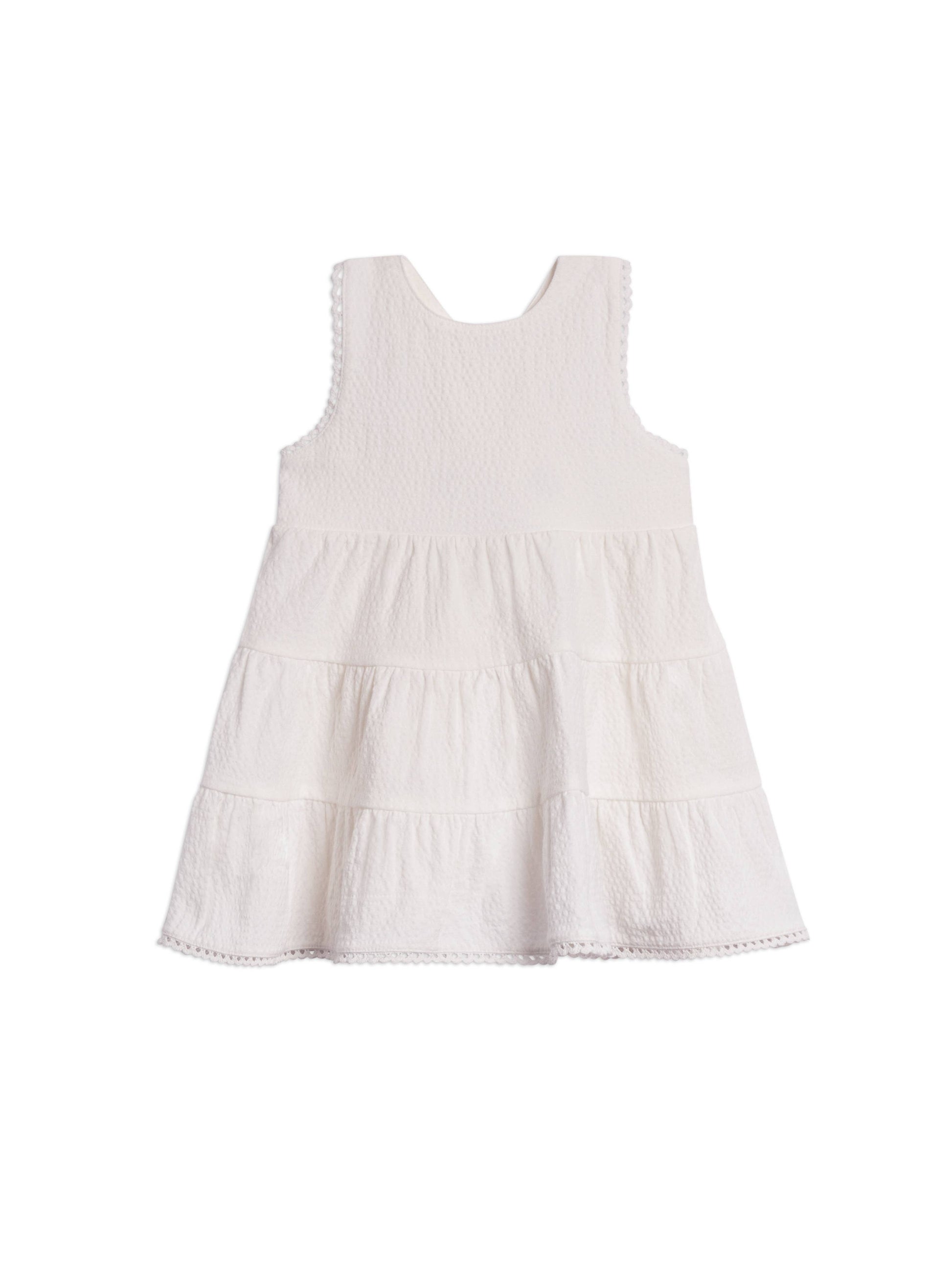 Zoey Seersucker Tiered Dress - Coconut