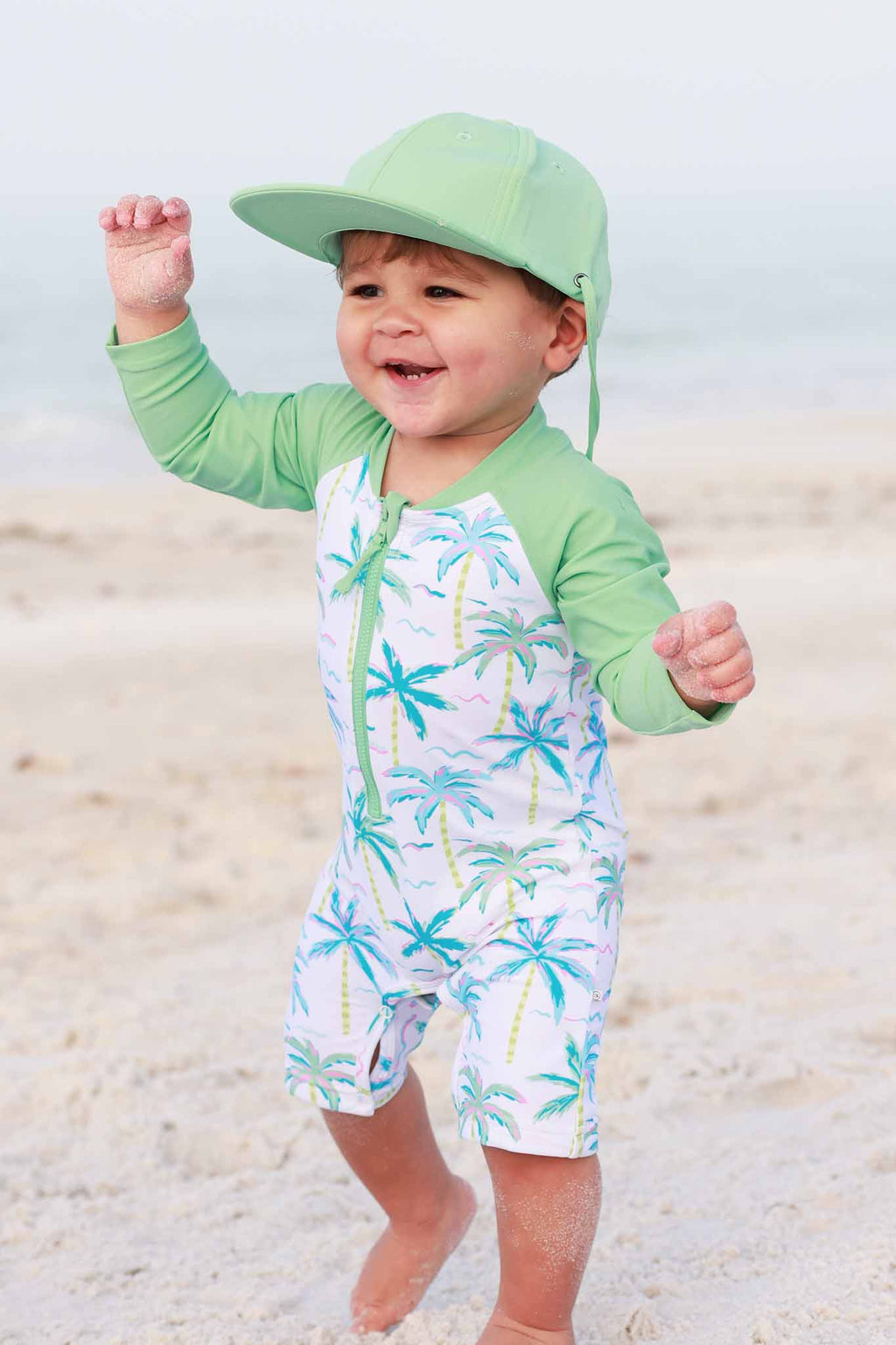 Long Sleeve Rash Guard Swim Romper Shortie | Blue Lagoon