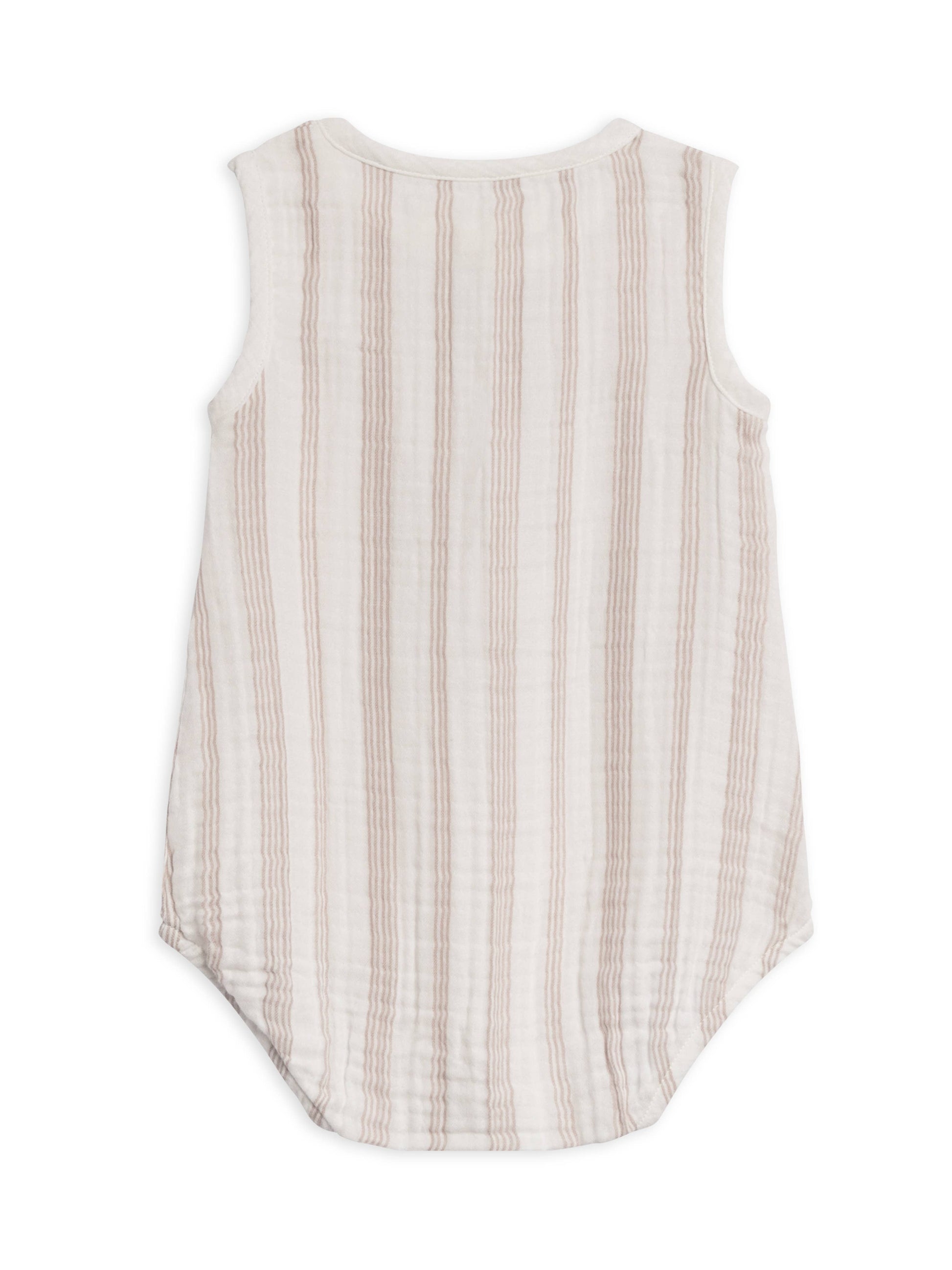 Bowie Muslin Bubble Romper - Enzo Stripe/Beige