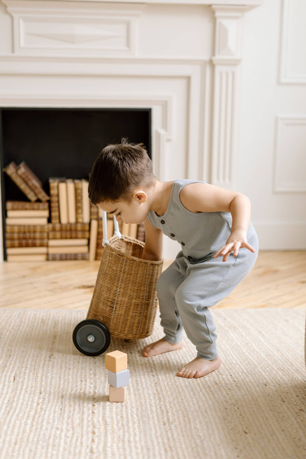 Organic Baby Wade Henley Tank Waffle Romper - Mist