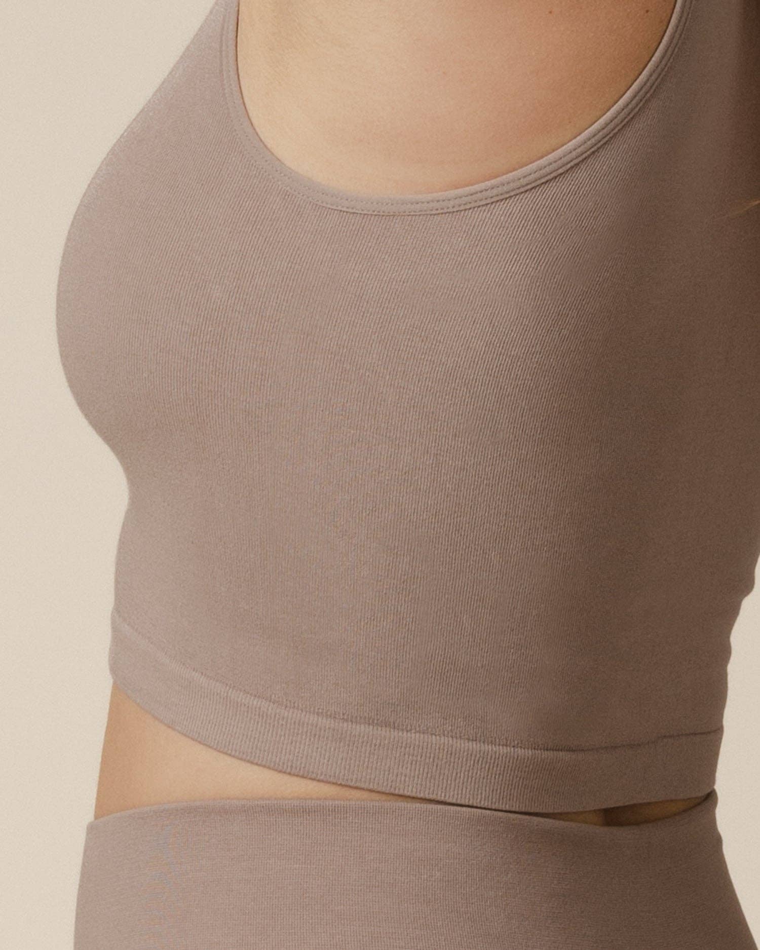 Sublime® Bamboo Maternity & Nursing Longline Bra Top | Taupe