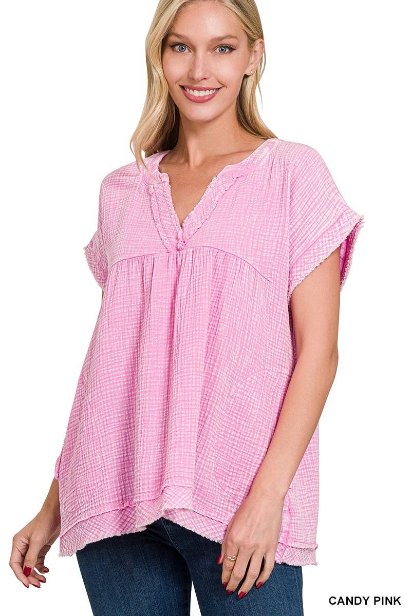 Raw Edge Short Sleeve Shirt