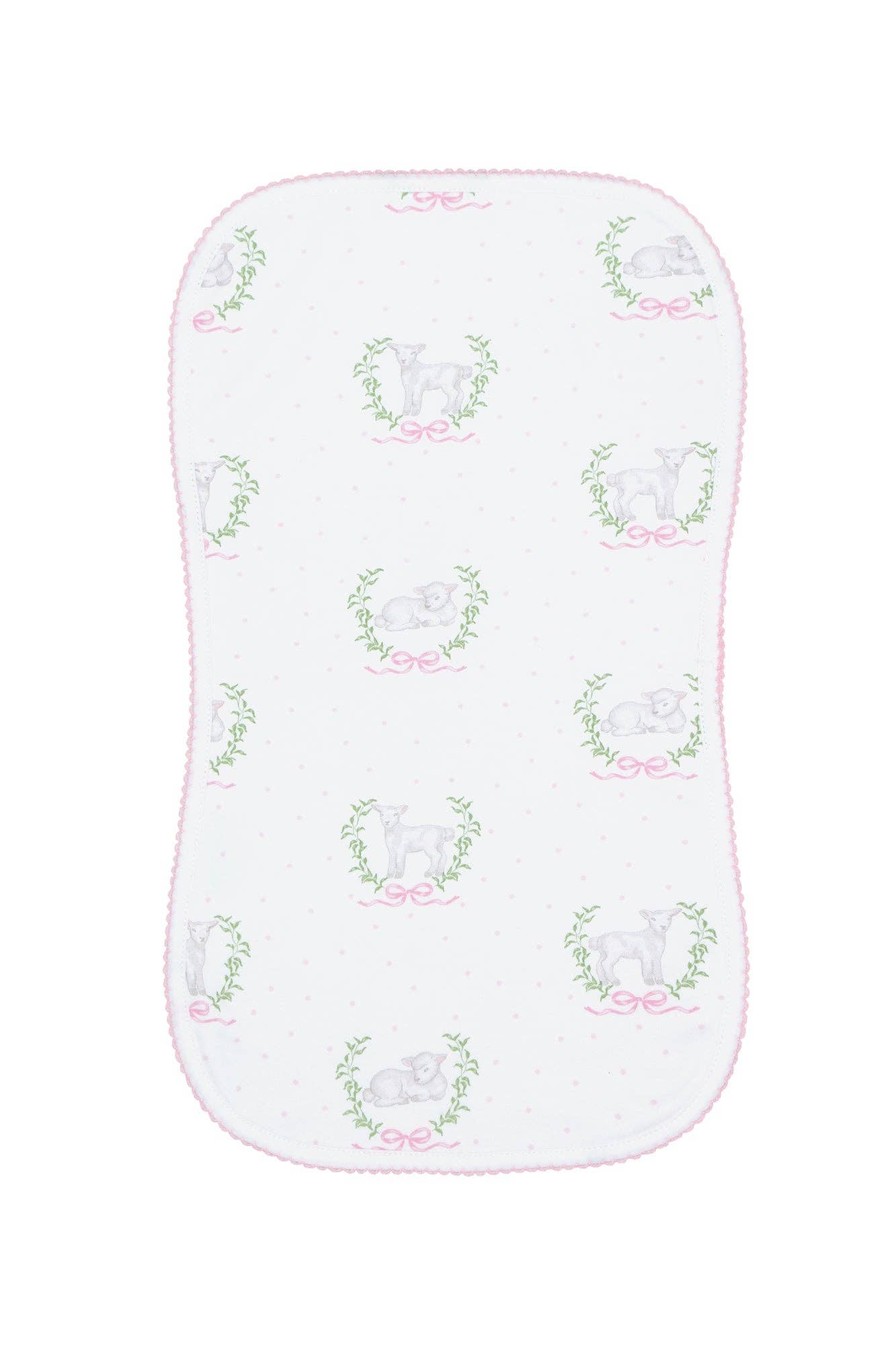 Lamb Print Burp Cloth -pink