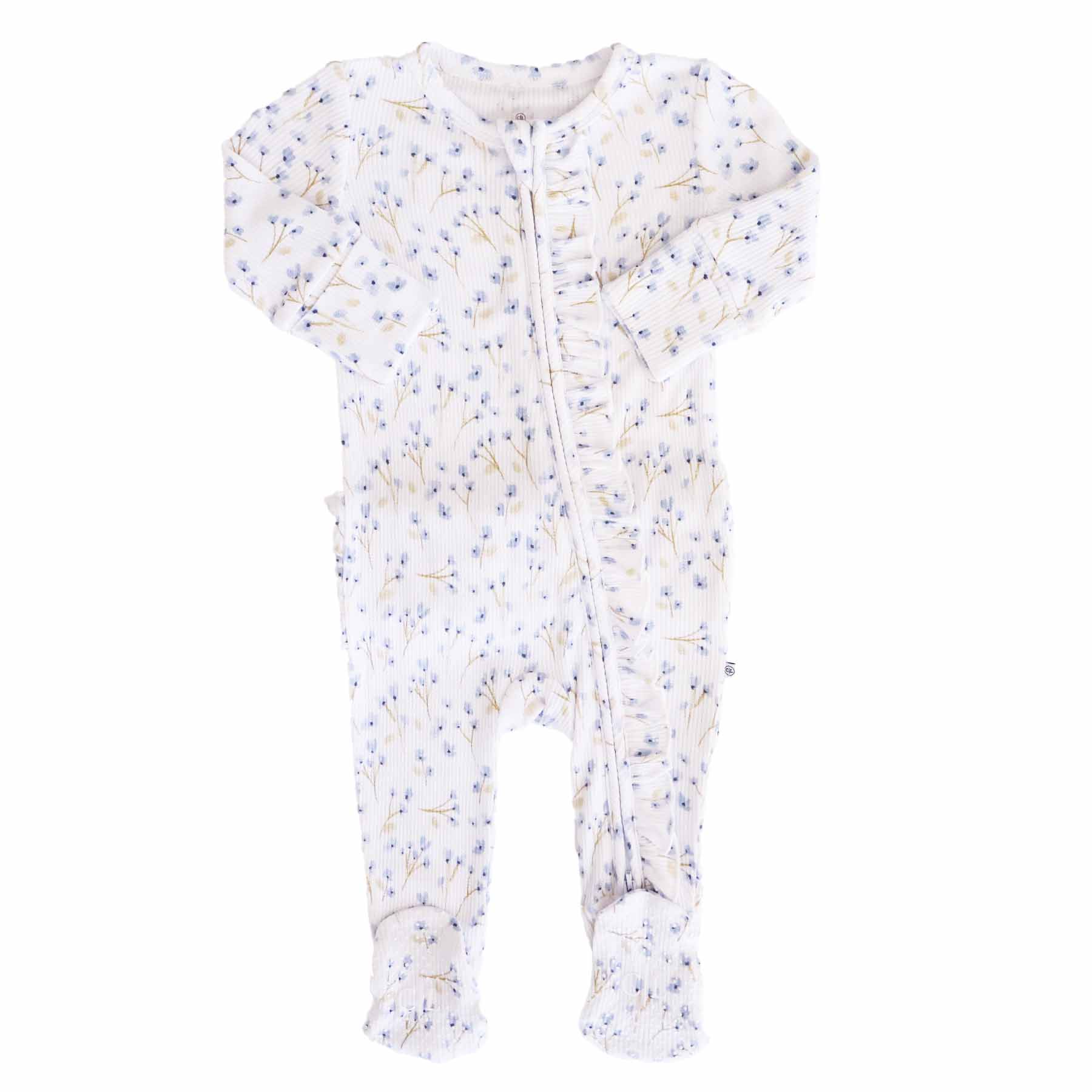 Blake's Blooms Bamboo Waffle Zipper Ruffle Footie