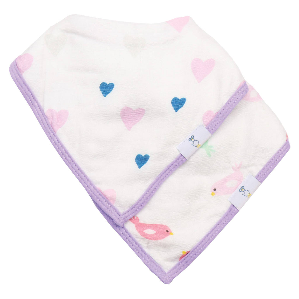 Cloth Bib Set Hearts/Birds