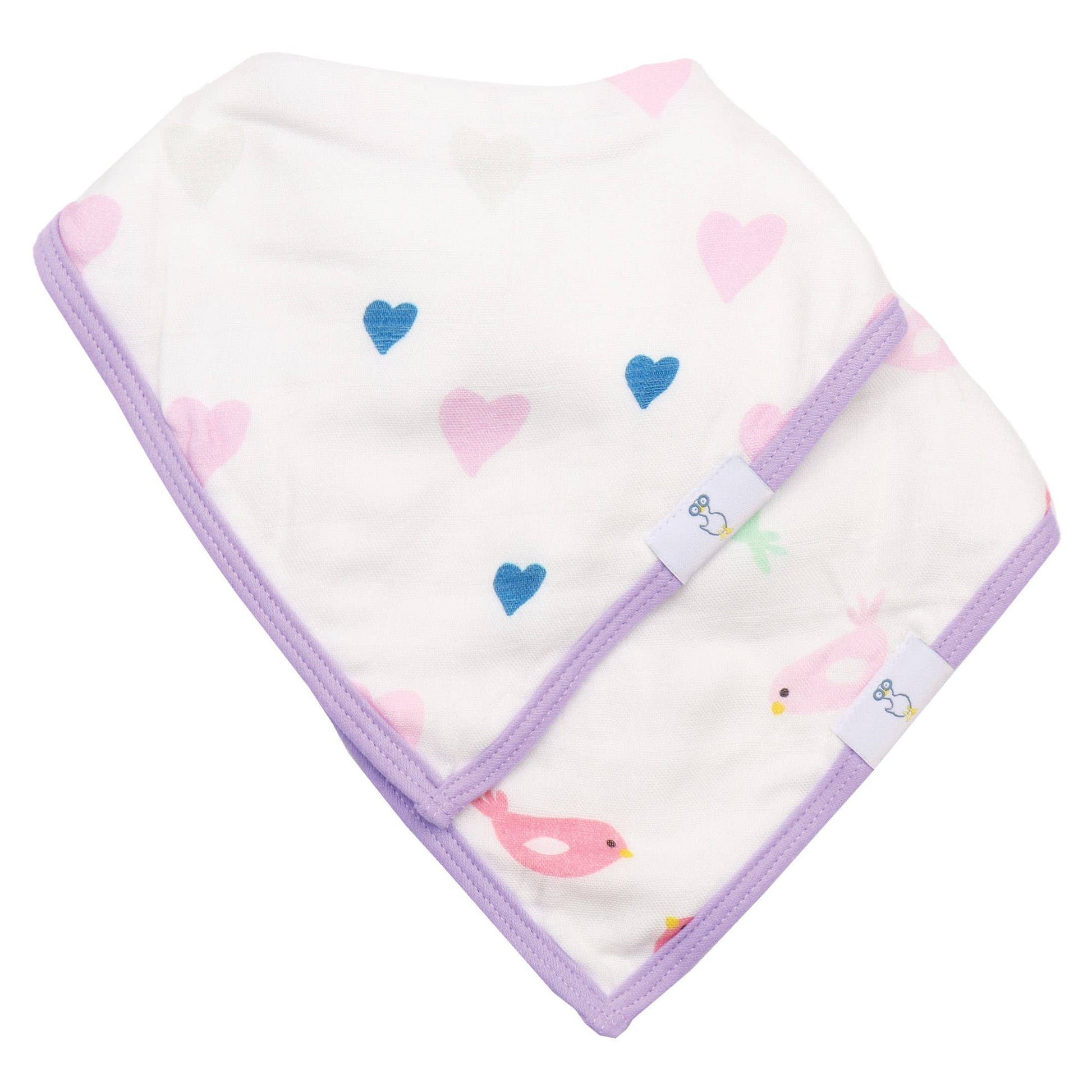 Cloth Bib Set Hearts/Birds