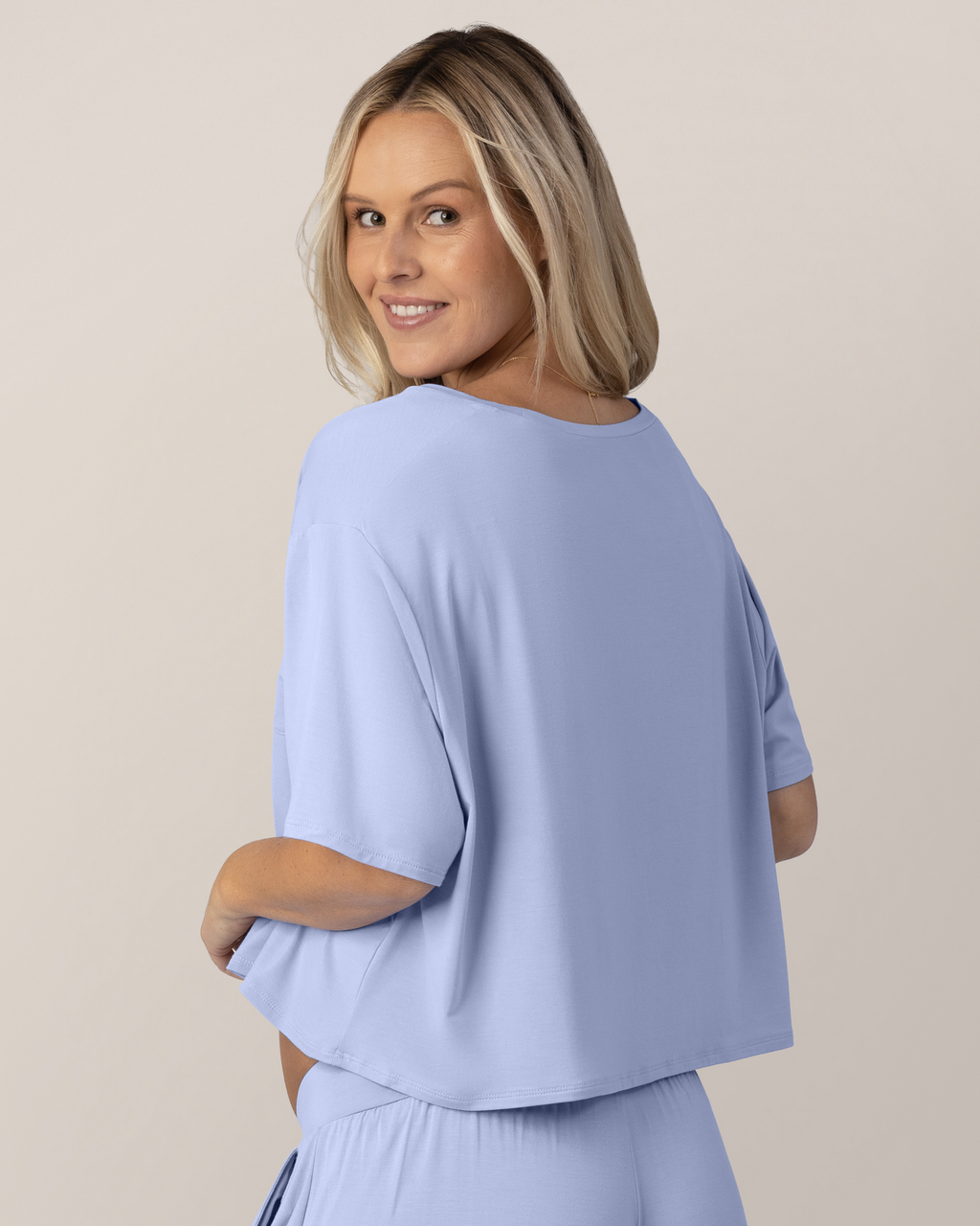 Aria Bamboo Casual Cropped Short Sleeve Top
