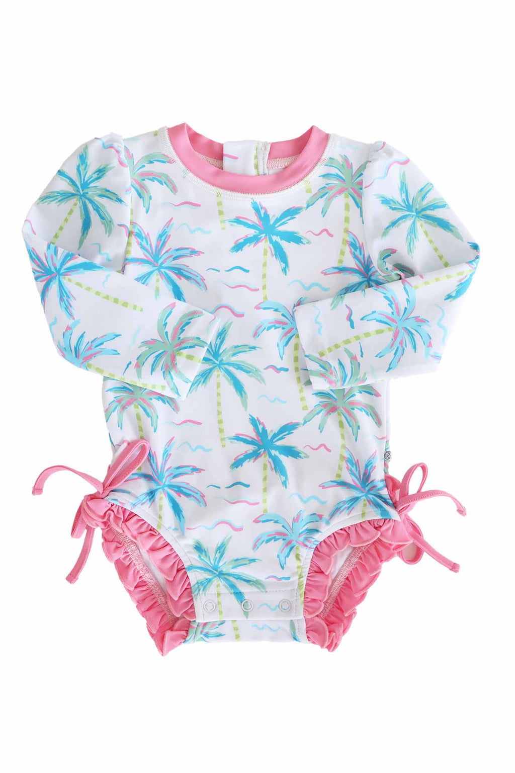 Long Sleeve Rash Guard With Ruffle Bottom | Blue Lagoon