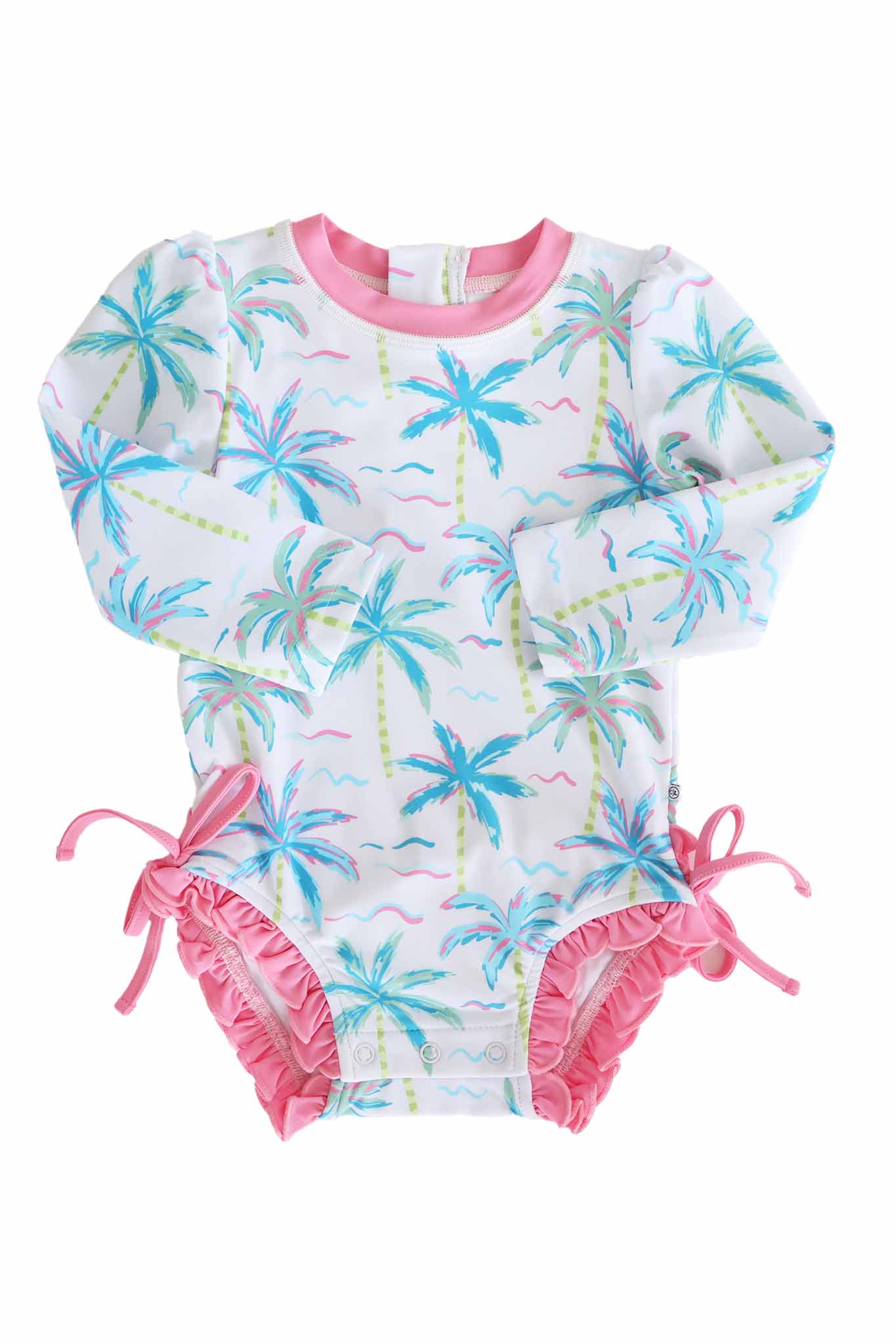 Long Sleeve Rash Guard With Ruffle Bottom | Blue Lagoon