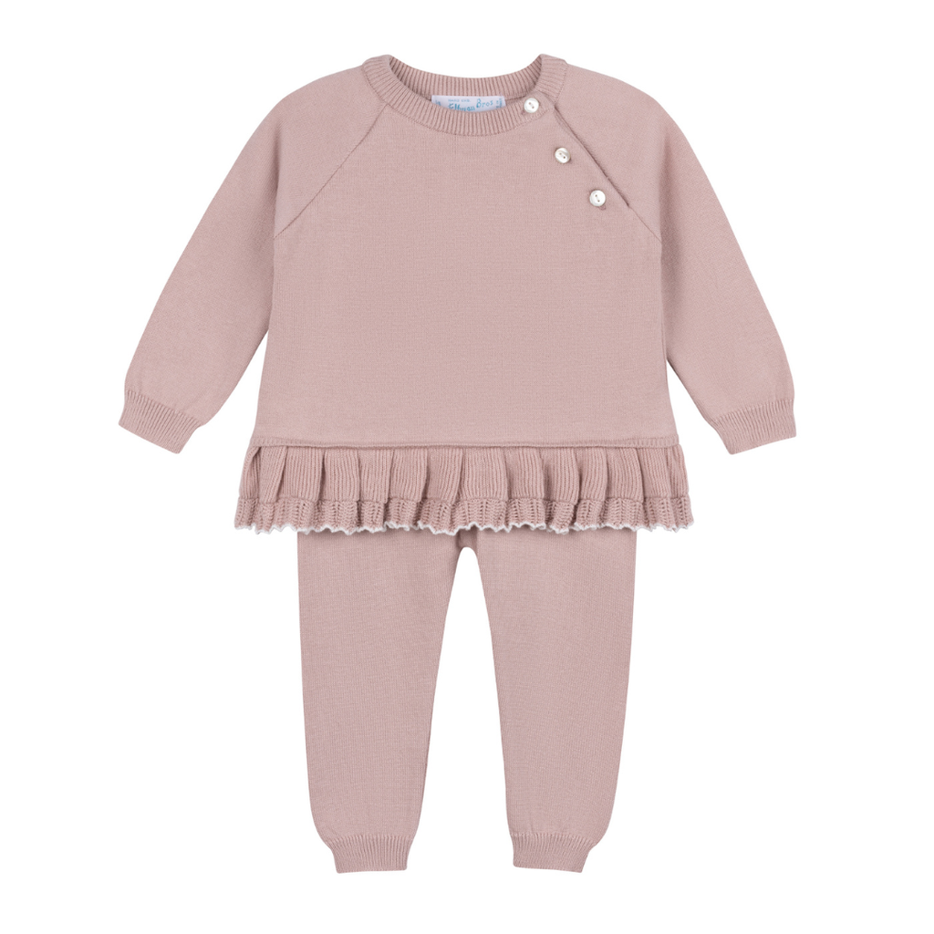 Girls Pleated Trim Knit Set