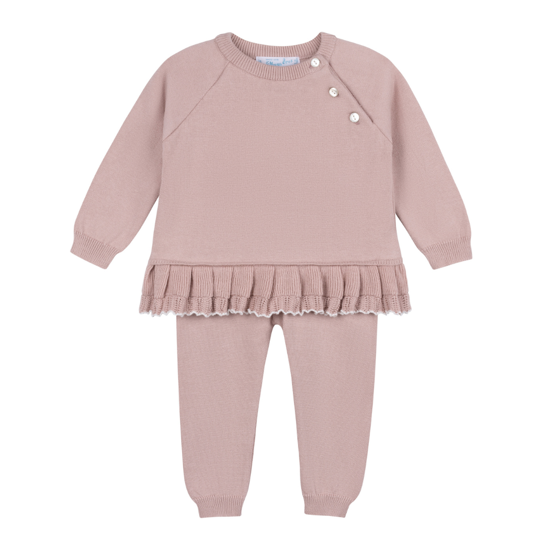 Girls Pleated Trim Knit Set