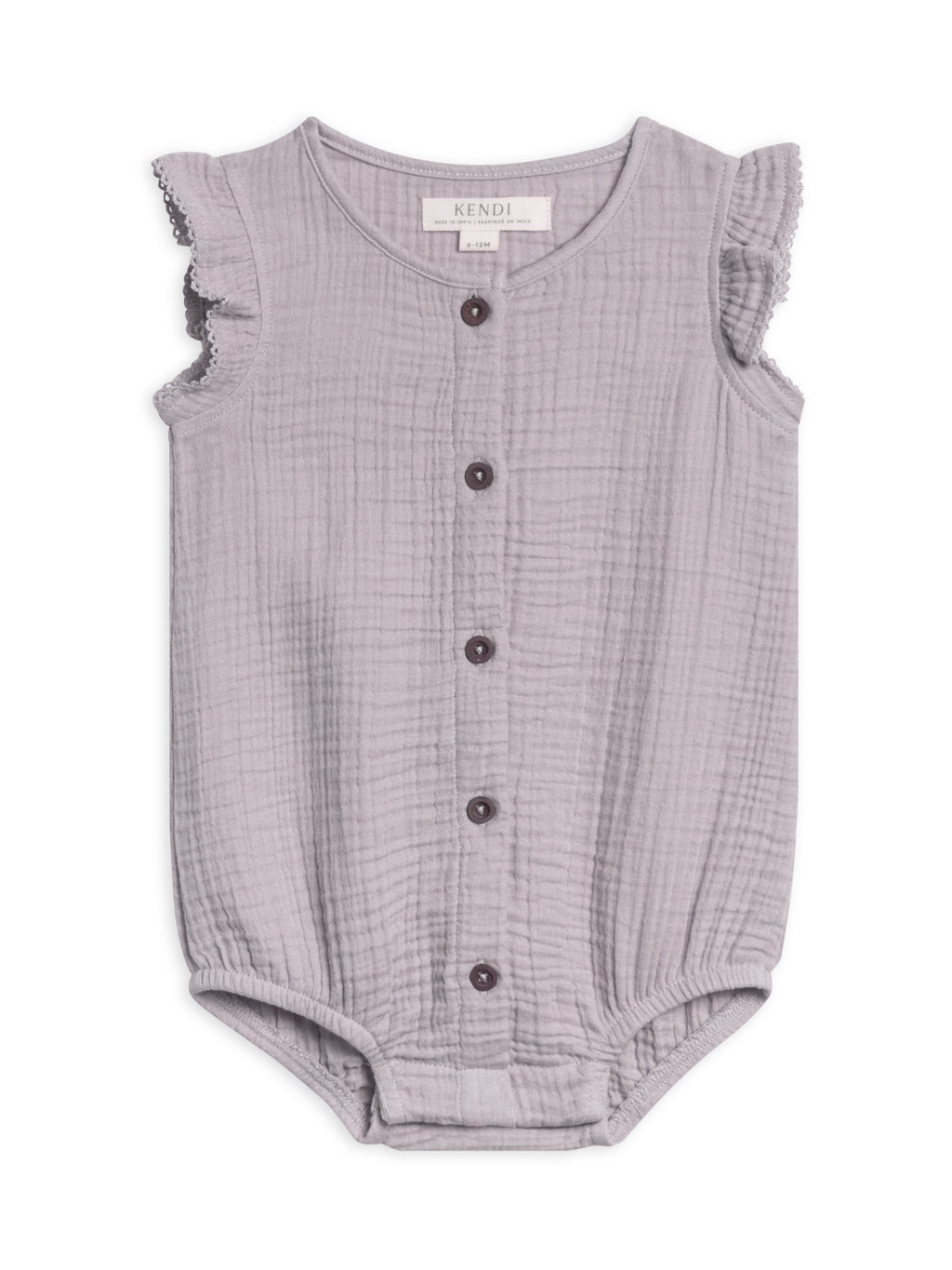 Coco Muslin Button Front Bubble Romper - Lilla