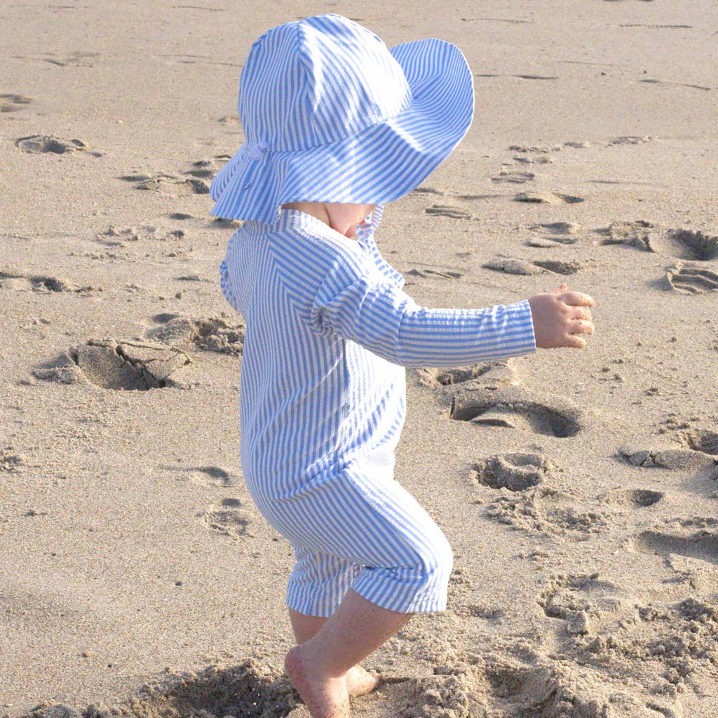 Printed Sun Hat | Seersucker Blue